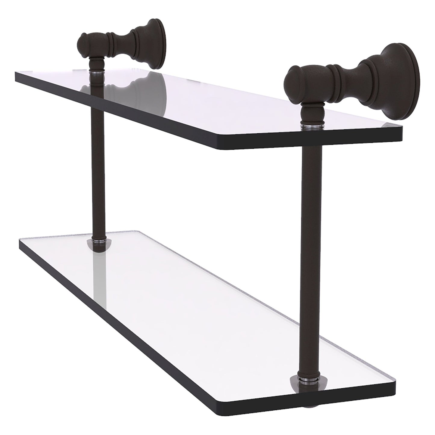 Allied Brass Carolina 16" x 5.6" Oil Rubbed Bronze Solid Brass Two-Tiered Glass Shelf
