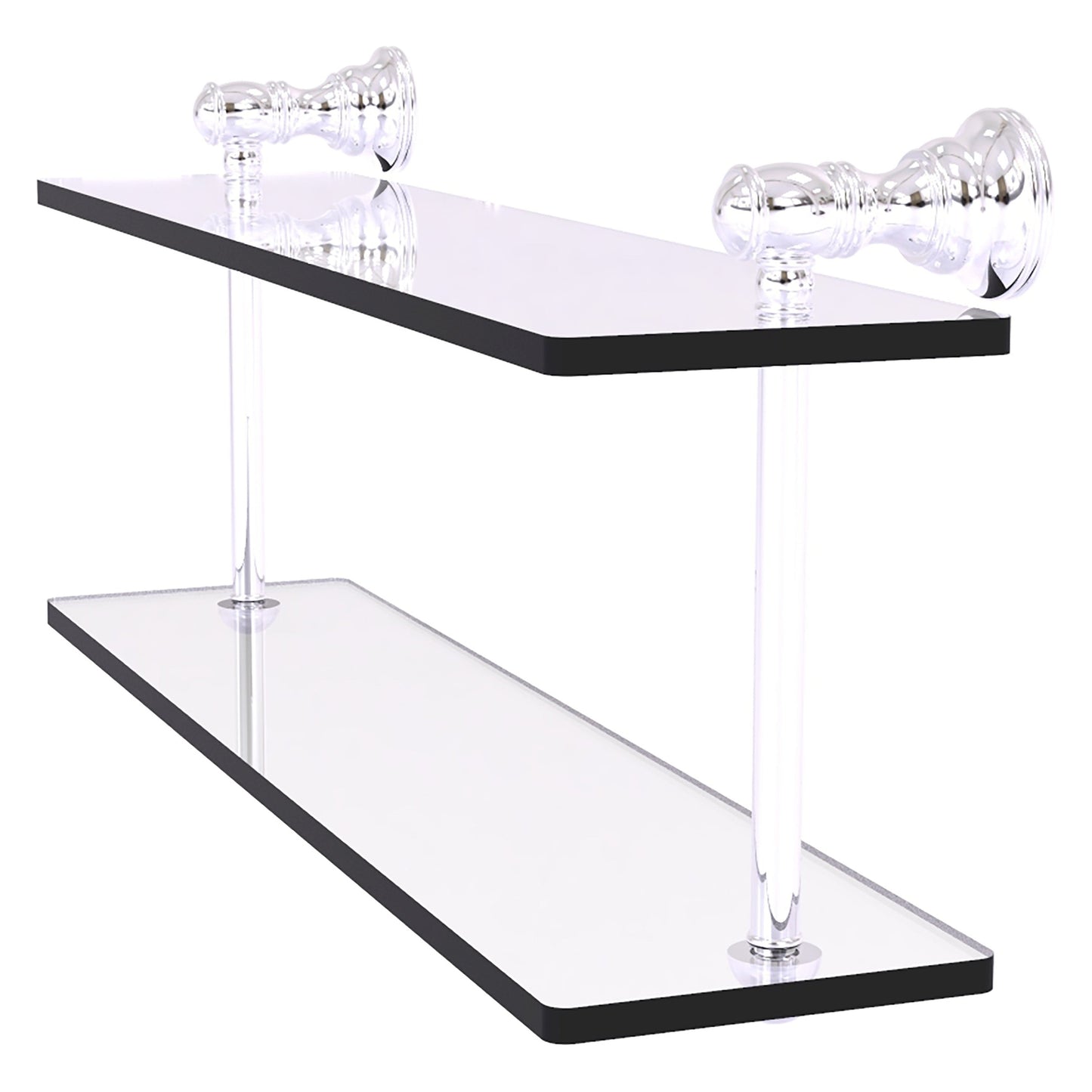 Allied Brass Carolina 16" x 5.6" Polished Chrome Solid Brass Two-Tiered Glass Shelf
