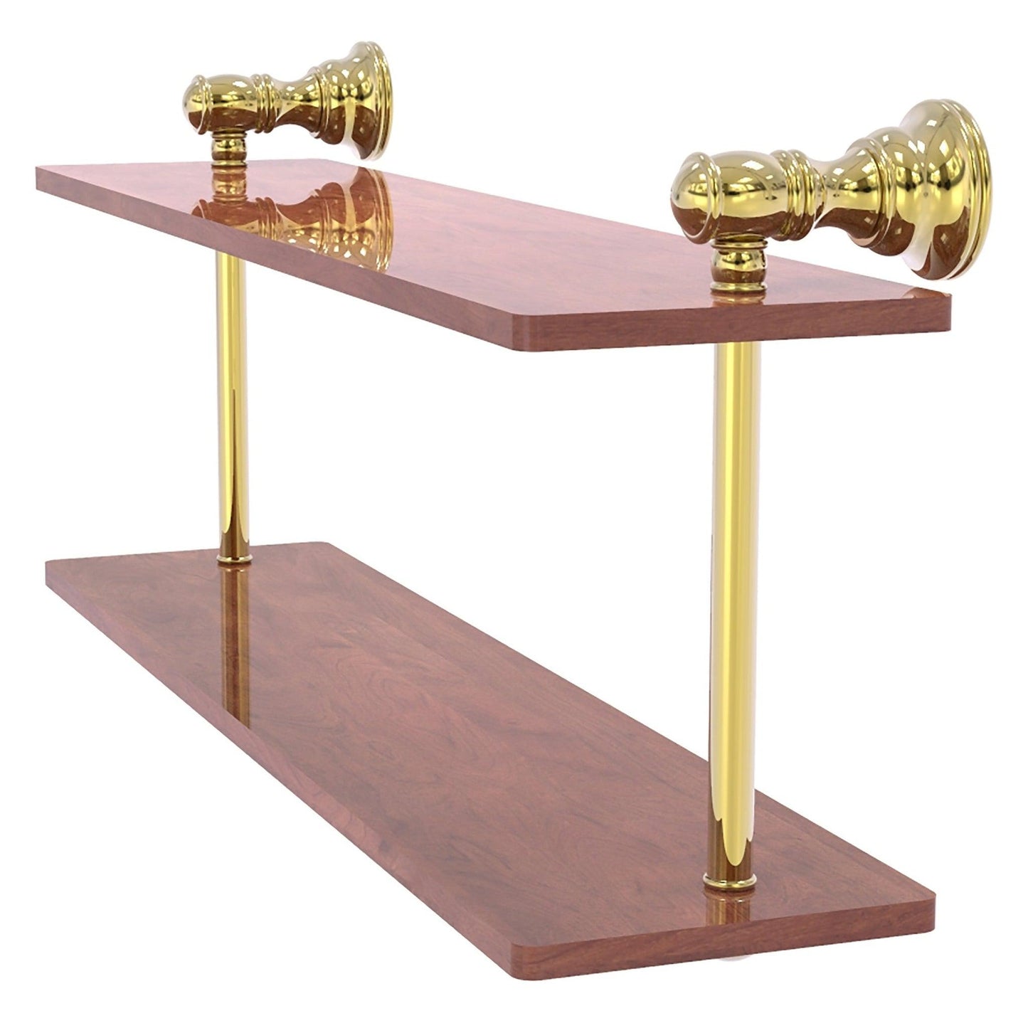 Allied Brass Carolina 16" x 5.6" Unlacquered Brass Solid Brass Two-Tiered Wood Shelf