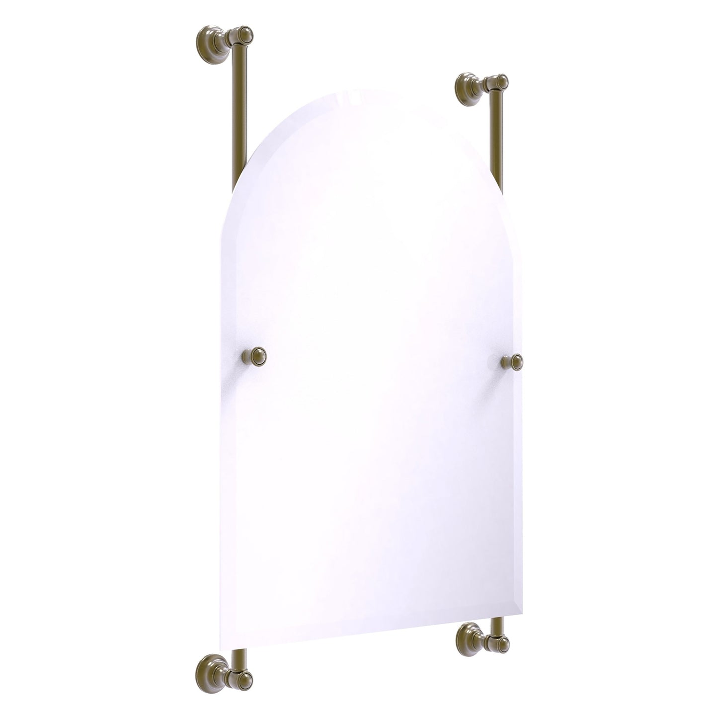 Allied Brass Carolina 21" x 4.4" Antique Brass Solid Brass Arched Top Frameless Rail Mounted Mirror