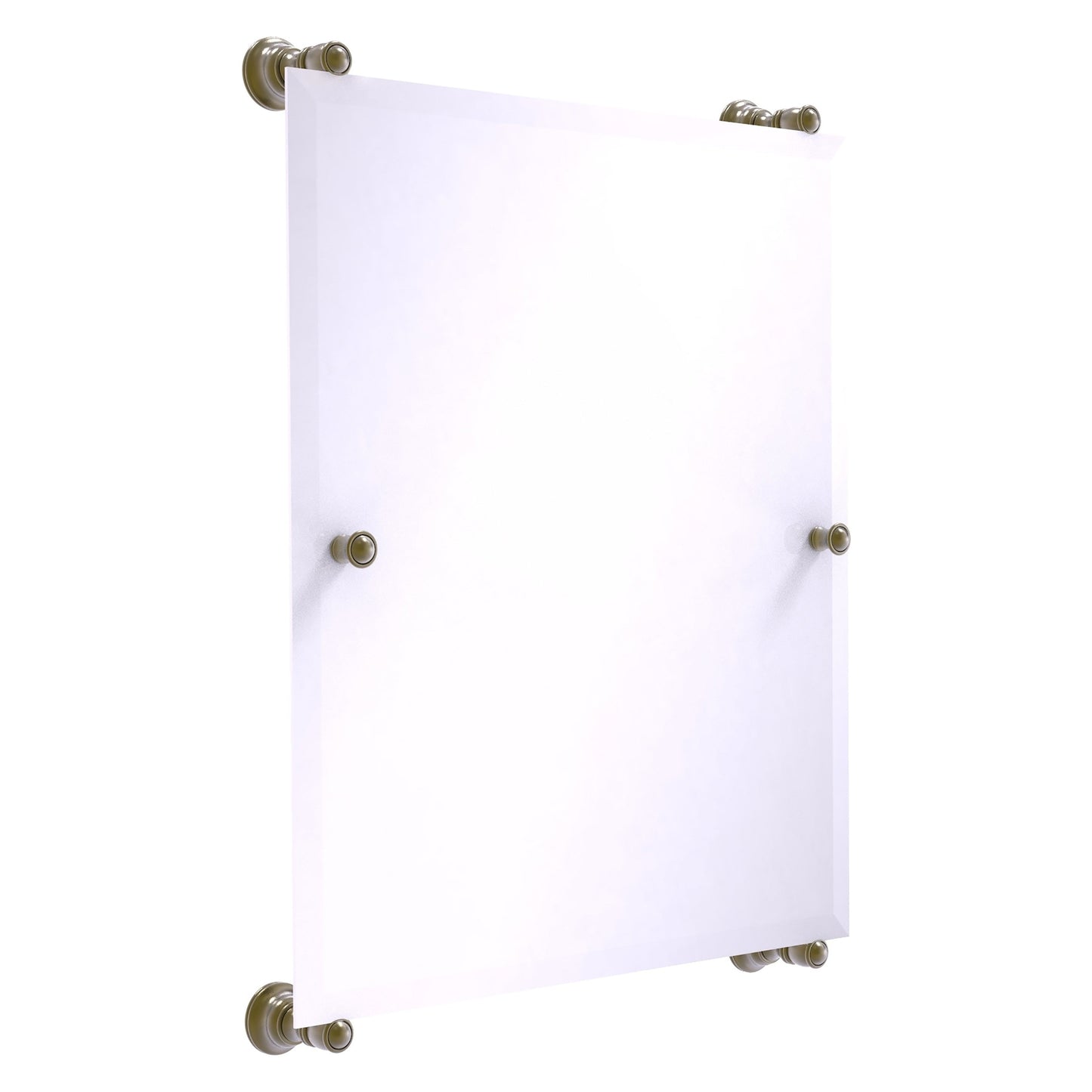 Allied Brass Carolina 21" x 4.4" Antique Brass Solid Brass Rectangular Frameless Rail-Mounted Mirror