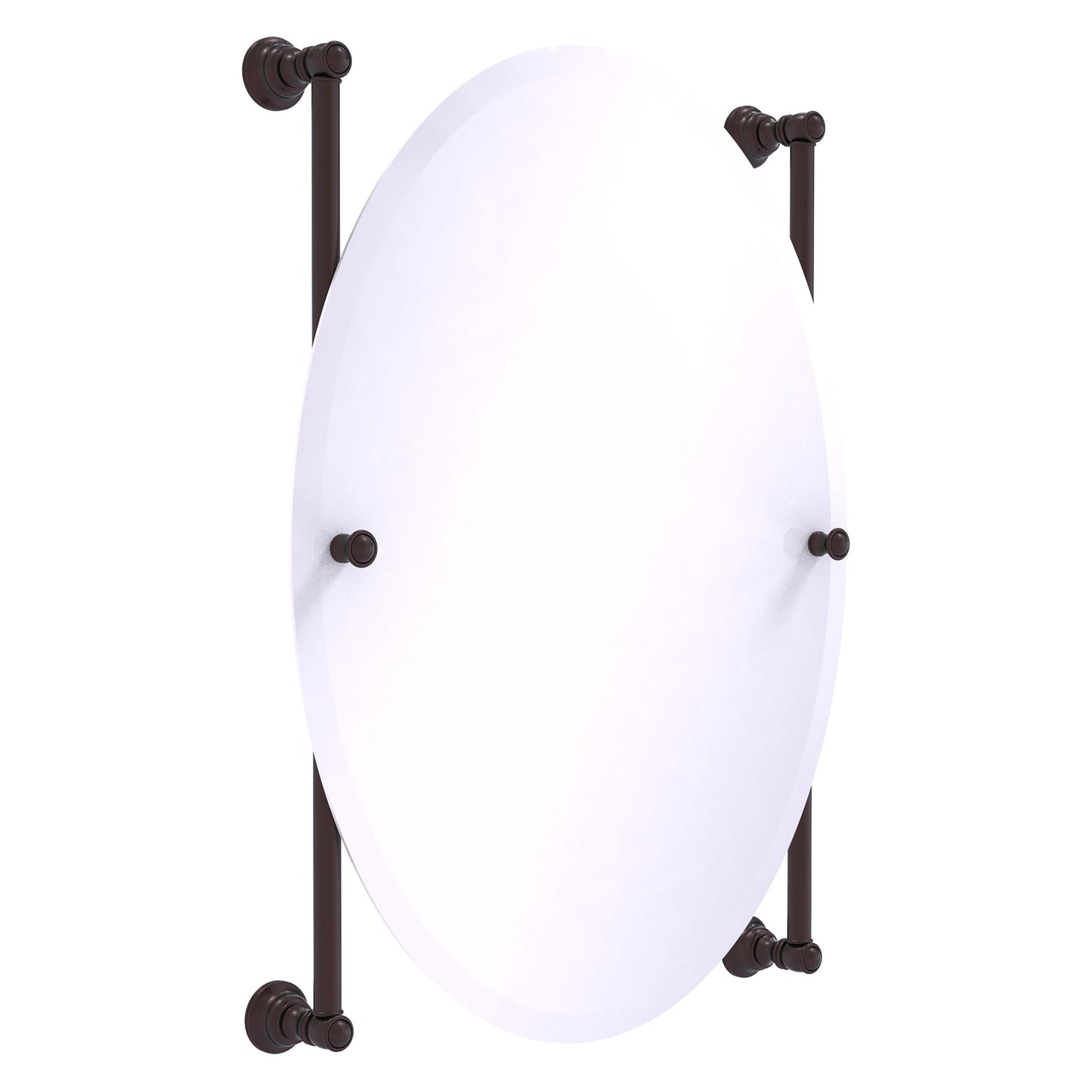 Allied Brass Carolina 21" x 4.4" Antique Bronze Solid Brass Oval Frameless Rail-Mounted Mirror