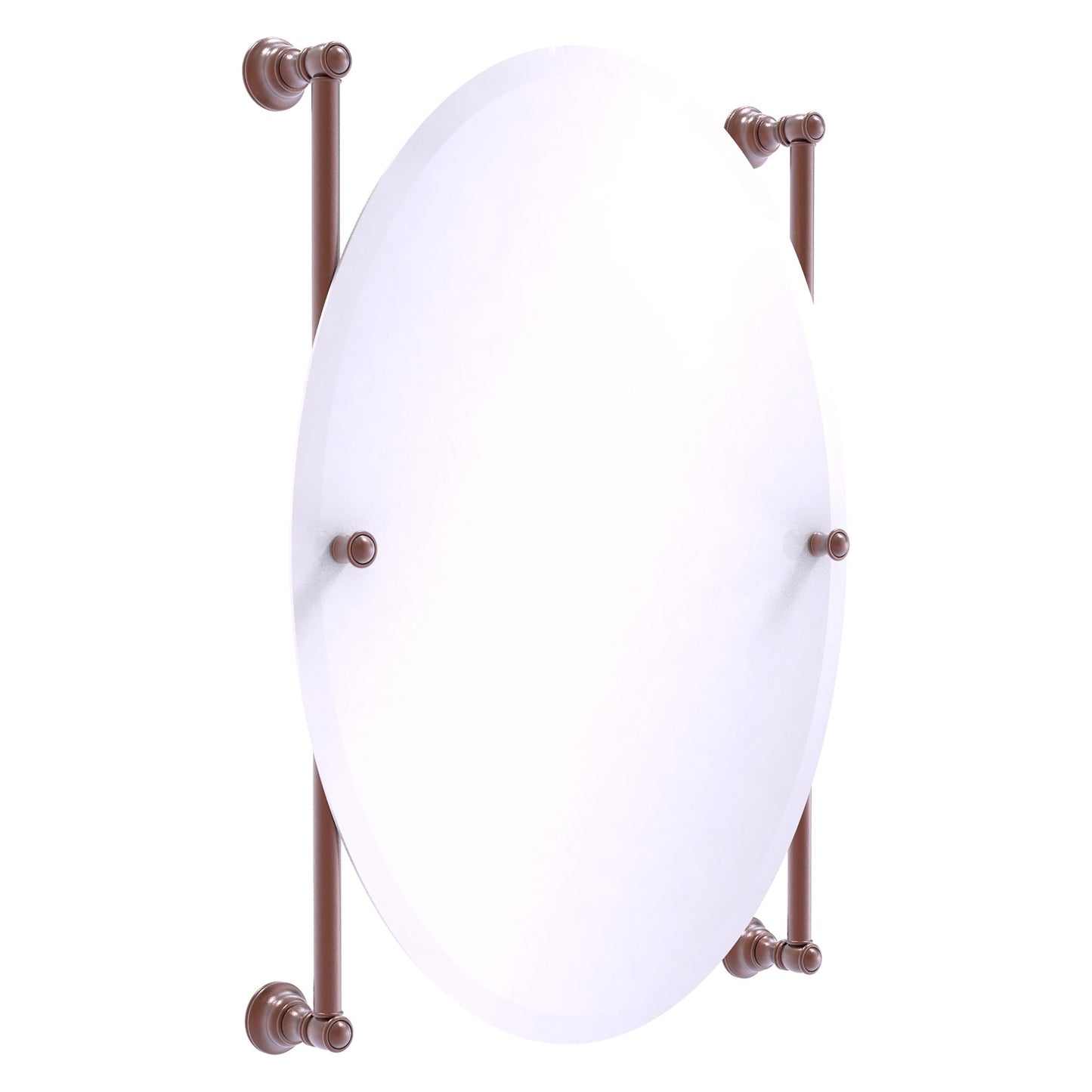 Allied Brass Carolina 21" x 4.4" Antique Copper Solid Brass Oval Frameless Rail-Mounted Mirror