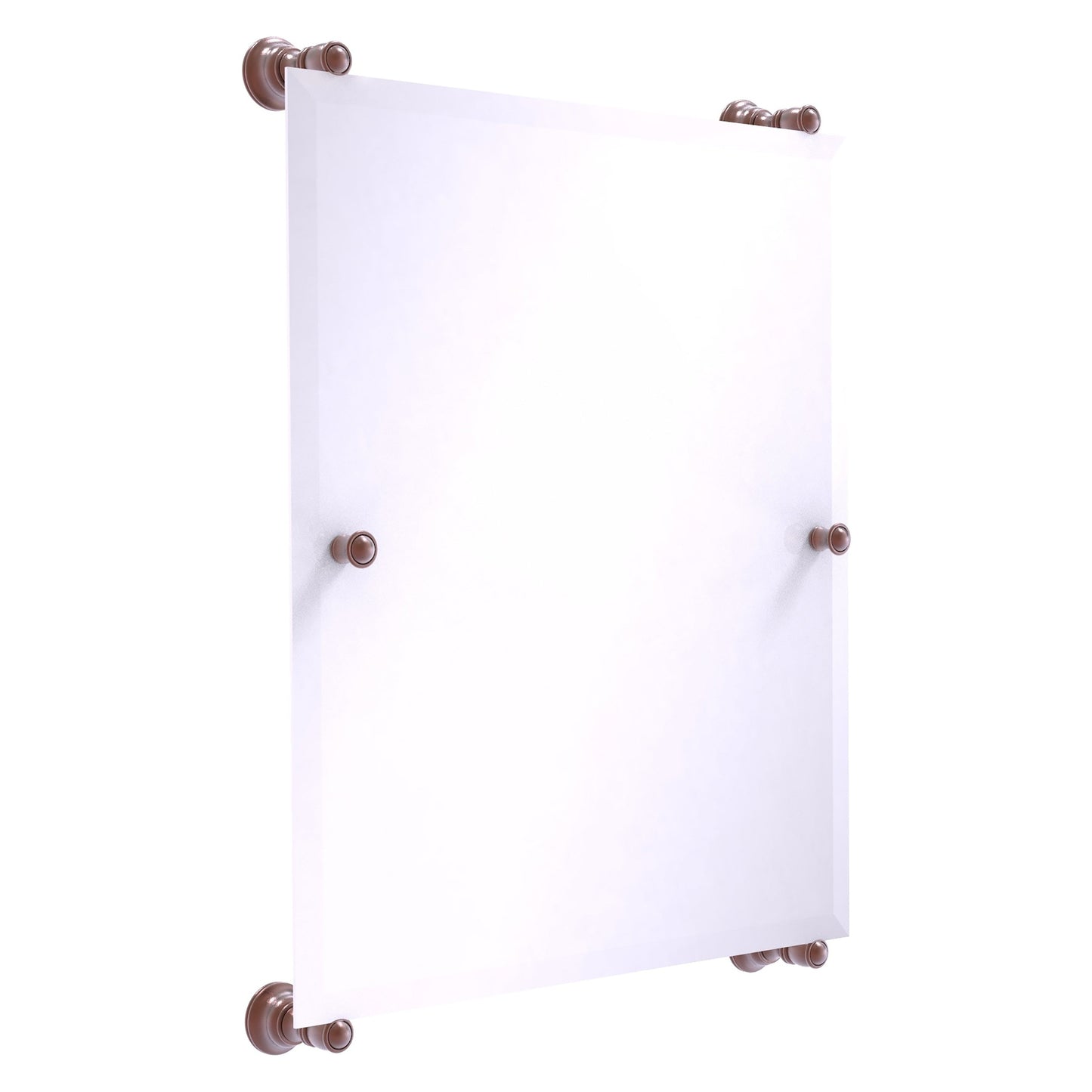 Allied Brass Carolina 21" x 4.4" Antique Copper Solid Brass Rectangular Frameless Rail-Mounted Mirror