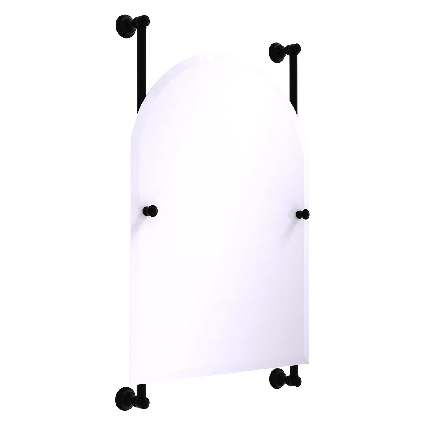 Allied Brass Carolina 21" x 4.4" Matte Black Solid Brass Arched Top Frameless Rail Mounted Mirror