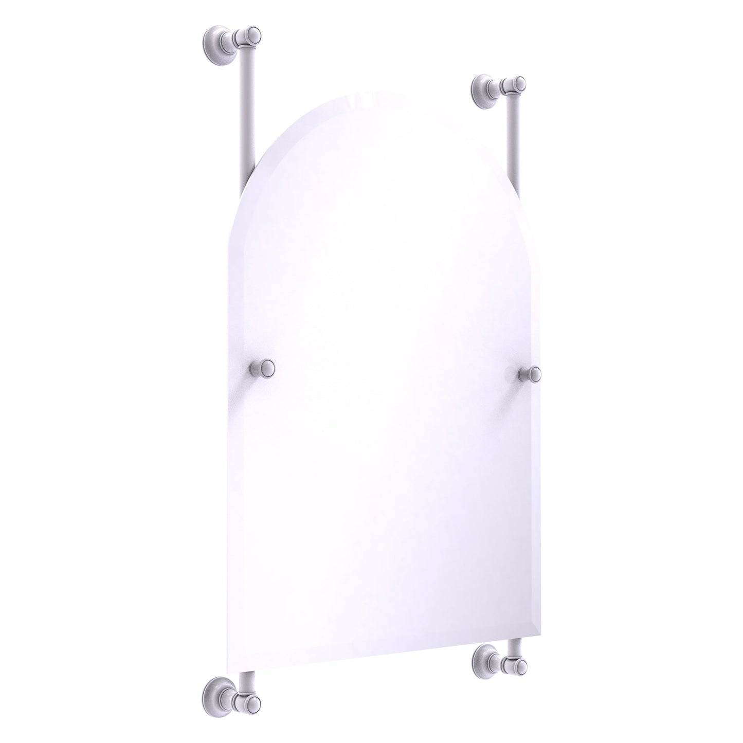 Allied Brass Carolina 21" x 4.4" Matte White Solid Brass Arched Top Frameless Rail Mounted Mirror