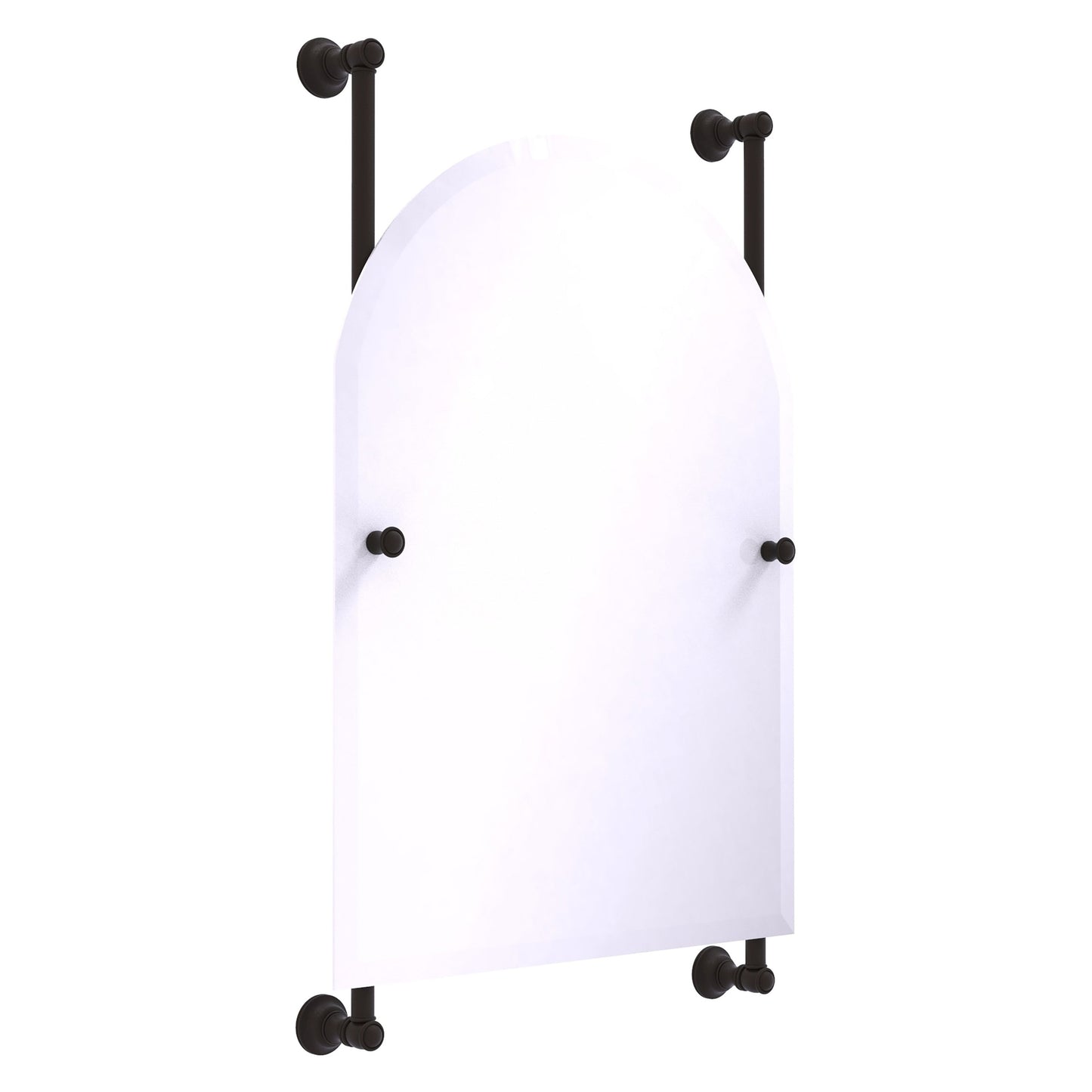 Allied Brass Carolina 21" x 4.4" Oil Rubbed Bronze Solid Brass Arched Top Frameless Rail Mounted Mirror