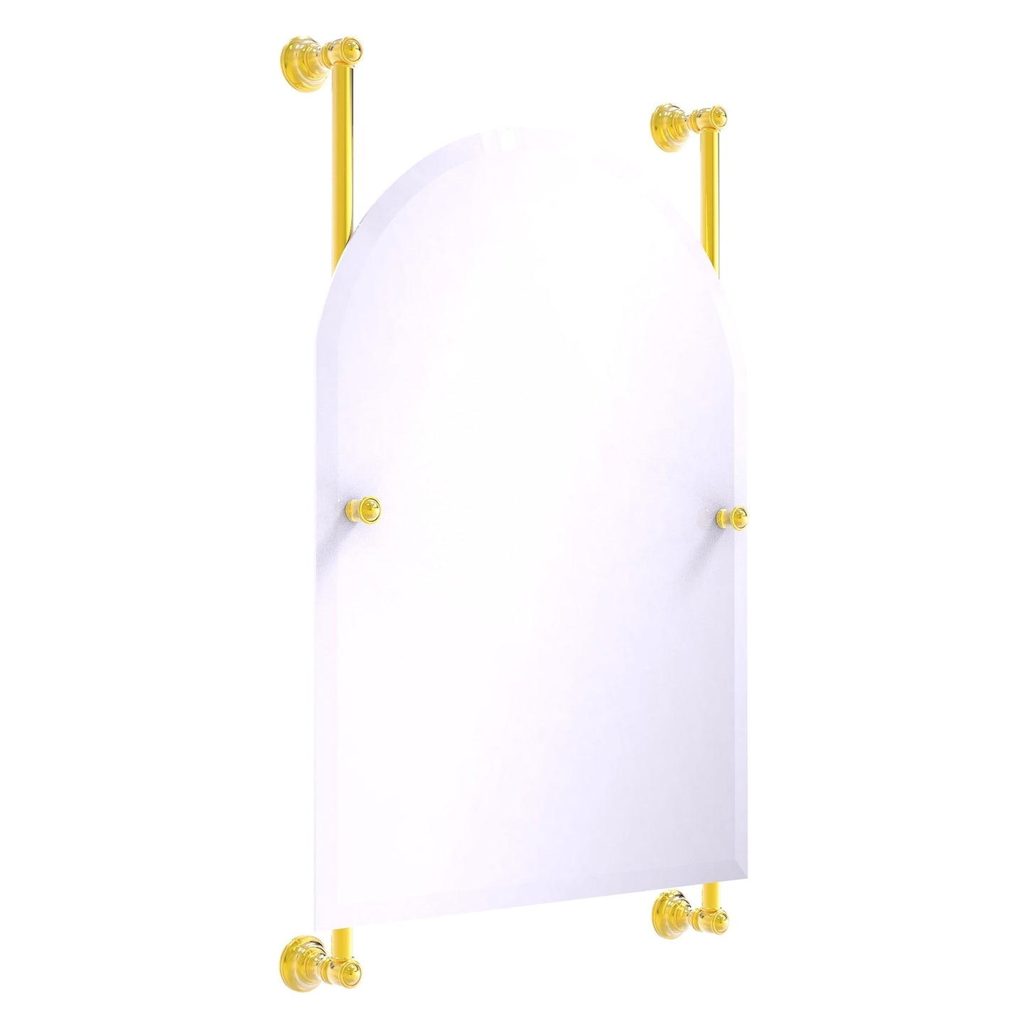 Allied Brass Carolina 21" x 4.4" Polished Brass Solid Brass Arched Top Frameless Rail Mounted Mirror