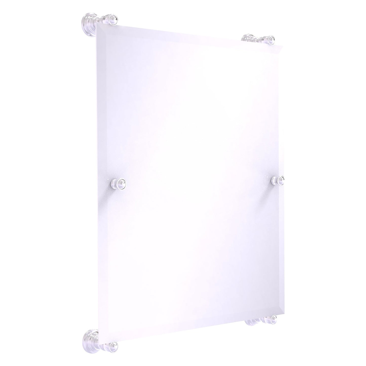 Allied Brass Carolina 21" x 4.4" Satin Chrome Solid Brass Rectangular Frameless Rail-Mounted Mirror