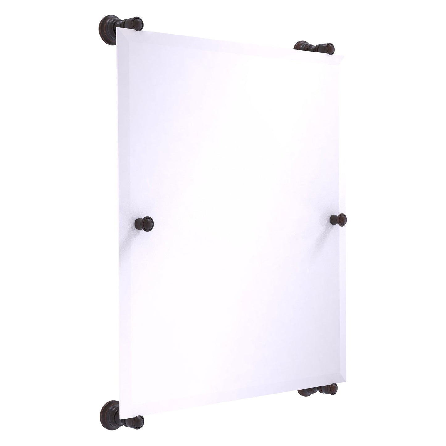 Allied Brass Carolina 21" x 4.4" Venetian Bronze Solid Brass Rectangular Frameless Rail-Mounted Mirror