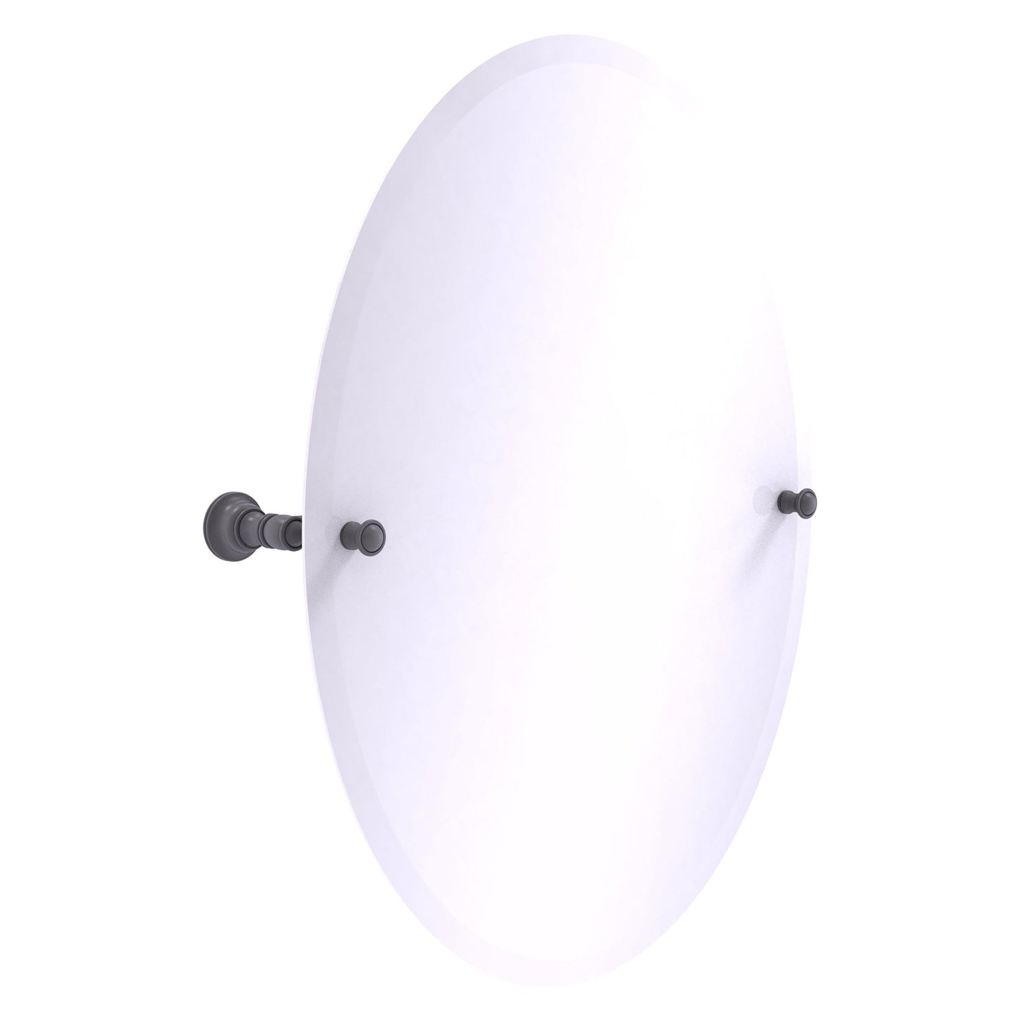 Allied Brass Carolina 21" x 4.8" Matte Gray Solid Brass Frameless Oval Tilt Mirror With Beveled Edge