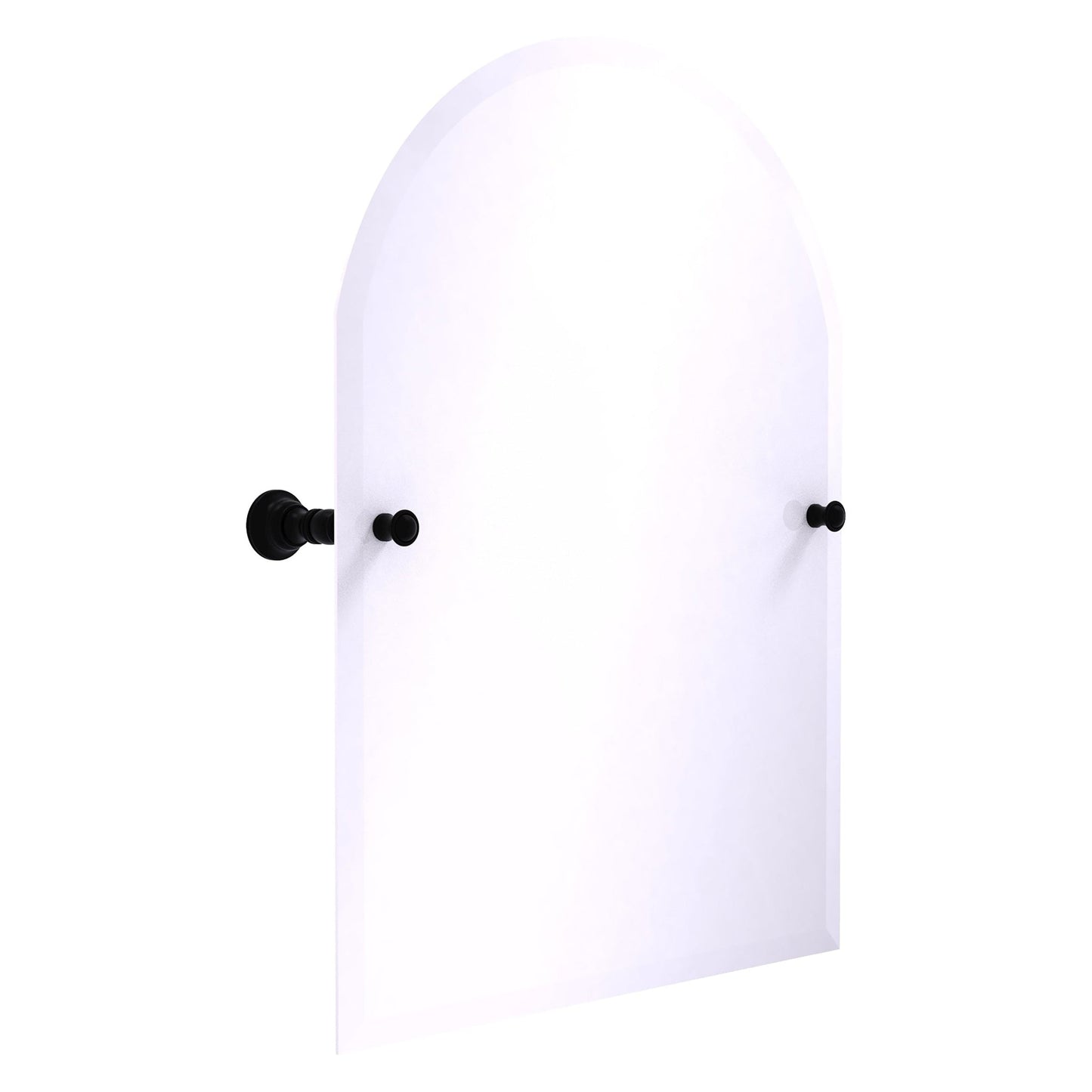 Allied Brass Carolina 21.8" x 4.8" Matte Black Solid Brass Arched Top Tilt Mirror With Beveled Edge