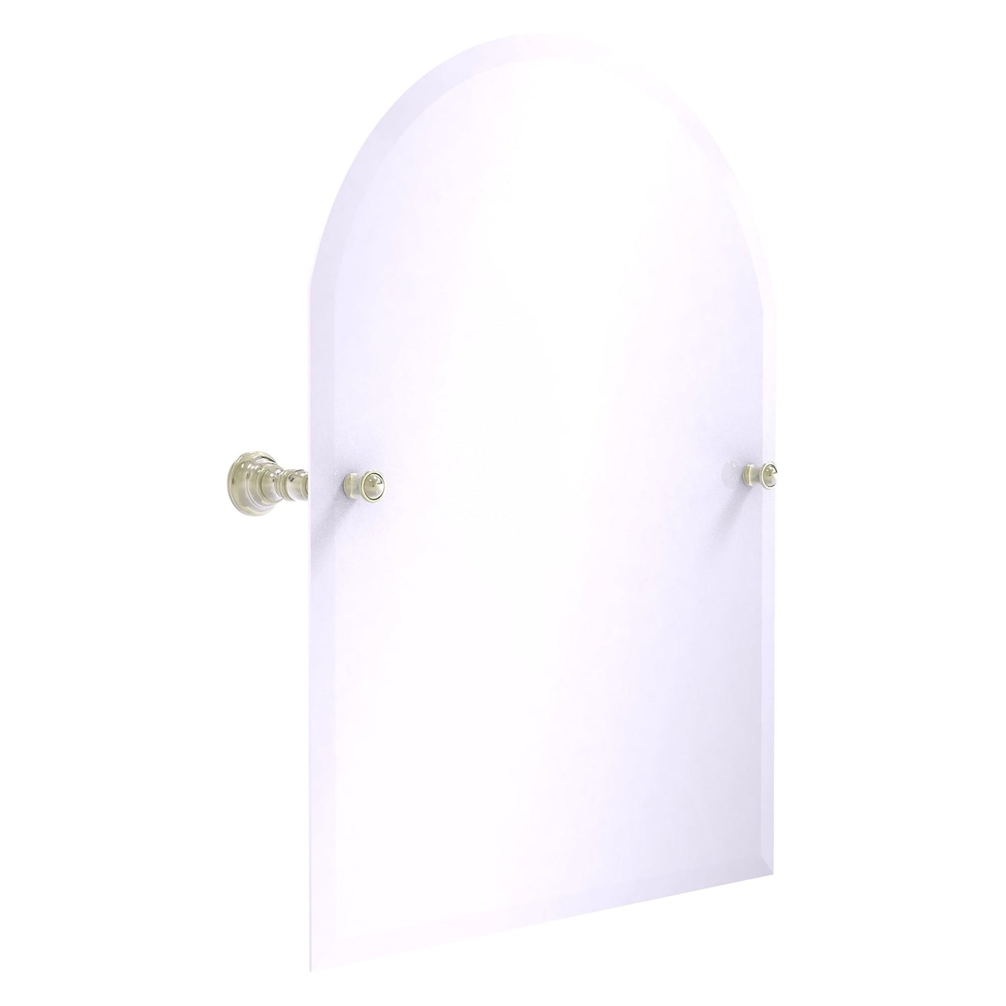 Allied Brass Carolina 21.8" x 4.8" Polished Nickel Solid Brass Arched Top Tilt Mirror With Beveled Edge