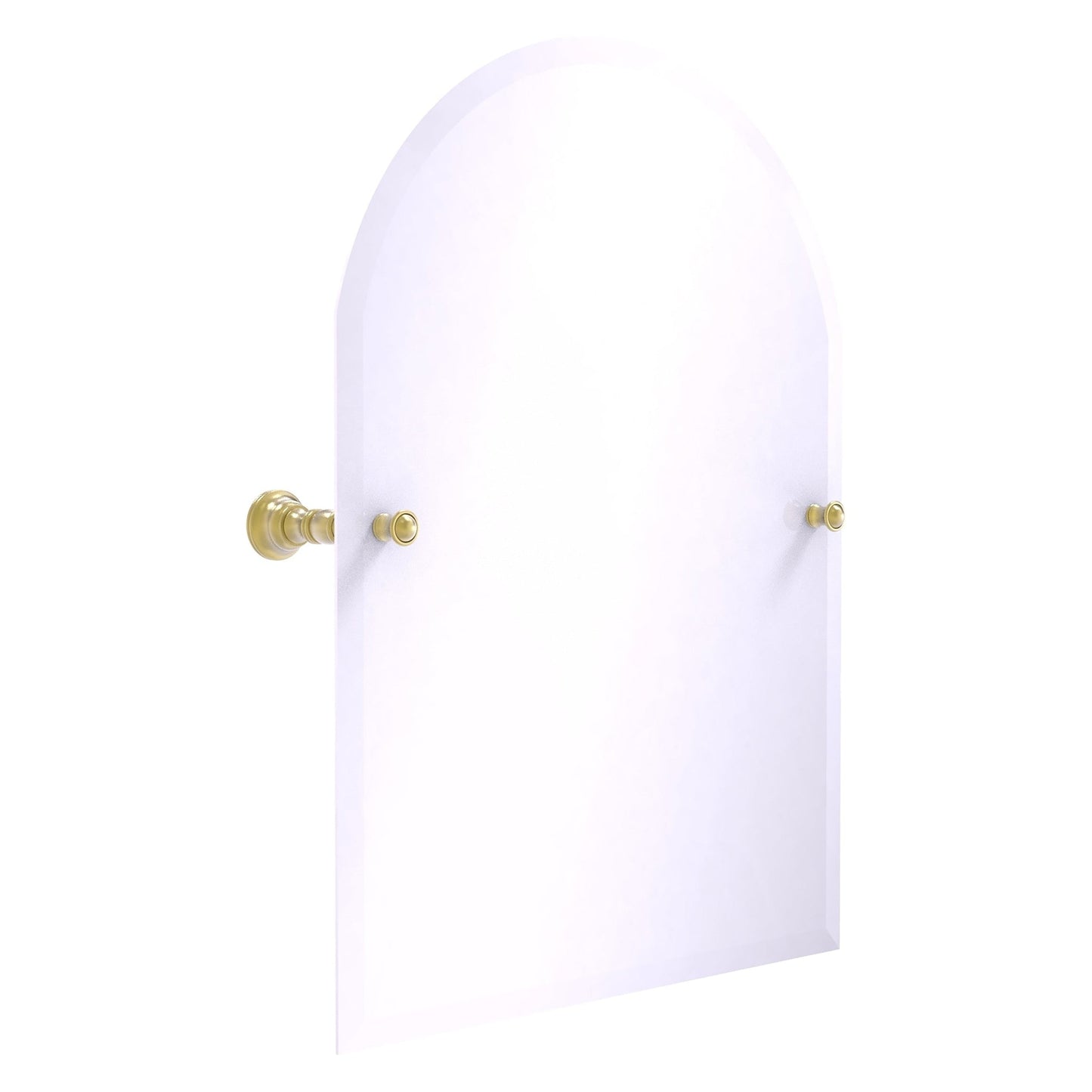 Allied Brass Carolina 21.8" x 4.8" Satin Brass Solid Brass Arched Top Tilt Mirror With Beveled Edge