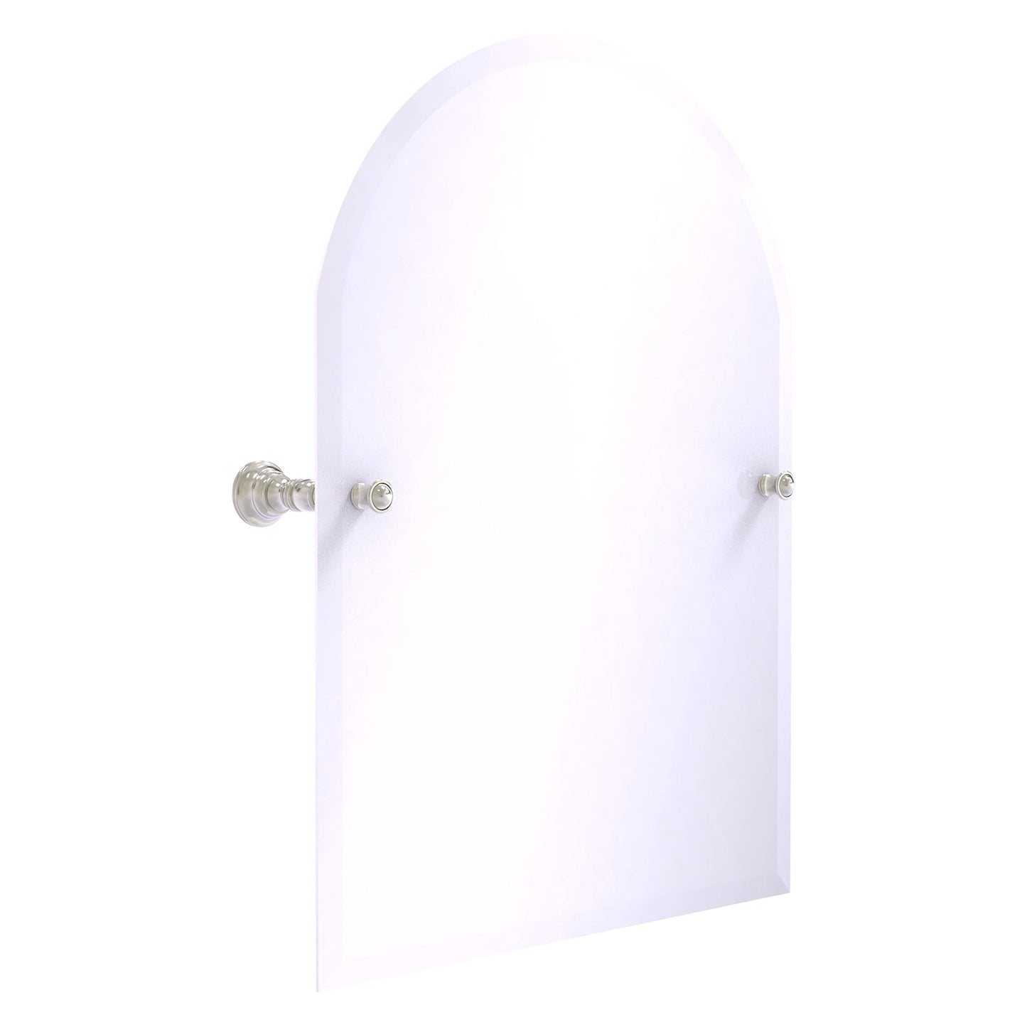 Allied Brass Carolina 21.8" x 4.8" Satin Nickel Solid Brass Arched Top Tilt Mirror With Beveled Edge