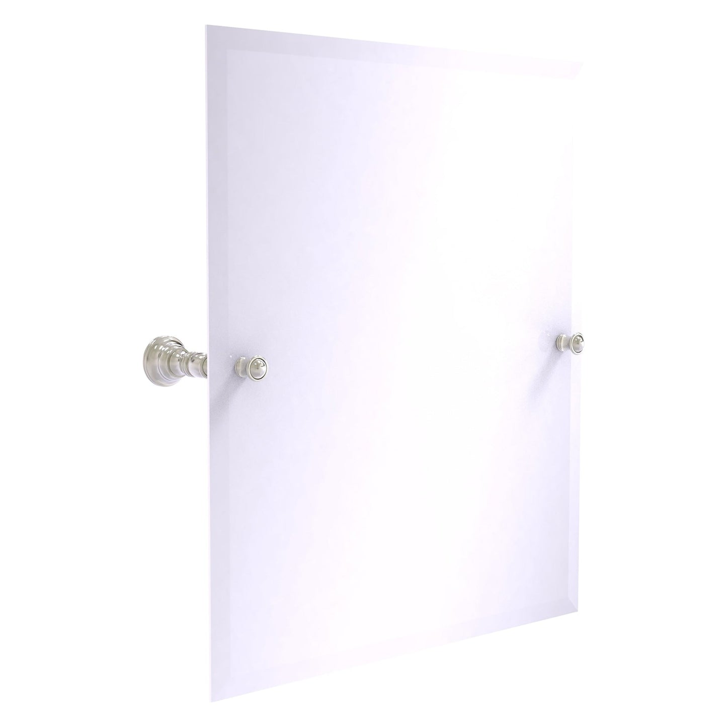 Allied Brass Carolina 21.8" x 4.8" Satin Nickel Solid Brass Frameless Rectangular Tilt Mirror With Beveled Edge