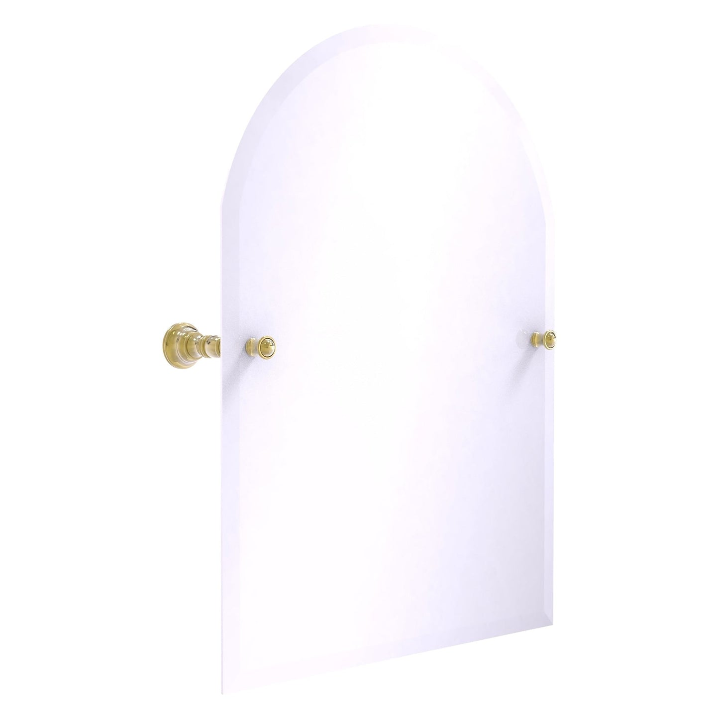 Allied Brass Carolina 21.8" x 4.8" Unlacquered Brass Solid Brass Arched Top Tilt Mirror With Beveled Edge