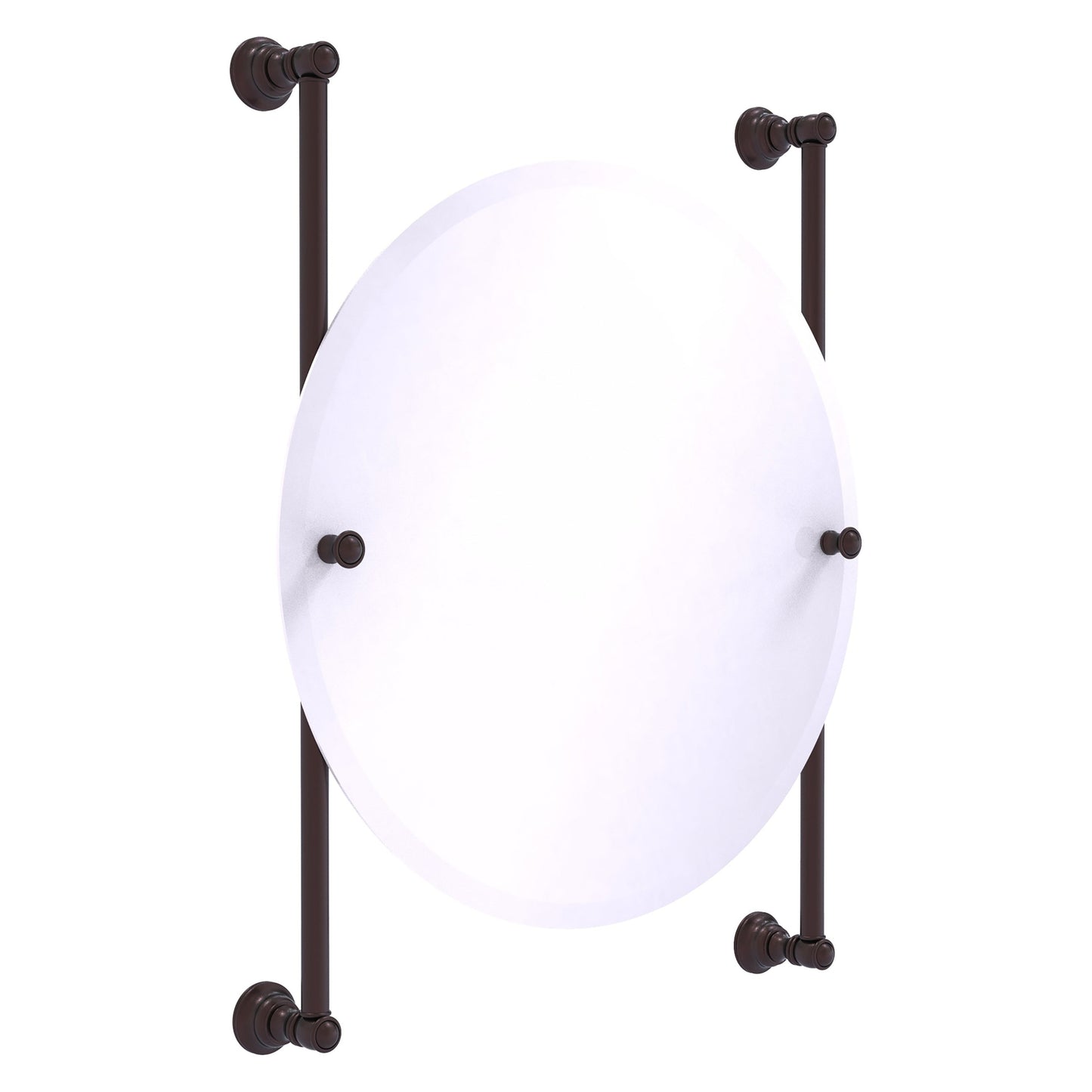 Allied Brass Carolina 22" x 4.4" Antique Bronze Solid Brass Round Frameless Rail-Mounted Mirror