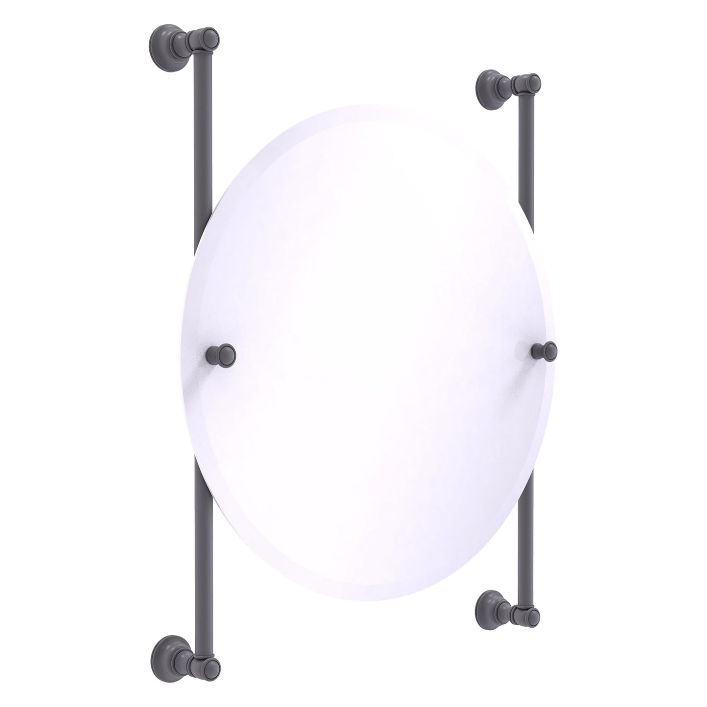 Allied Brass Carolina 22" x 4.4" Matte Gray Solid Brass Round Frameless Rail-Mounted Mirror