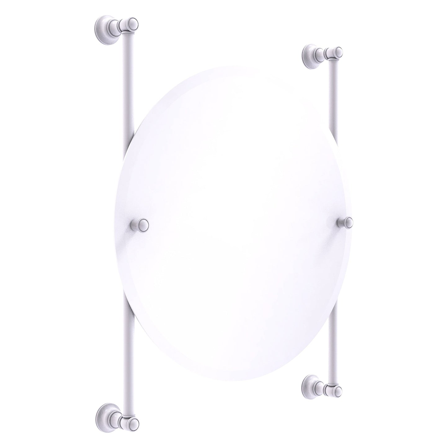 Allied Brass Carolina 22" x 4.4" Matte White Solid Brass Round Frameless Rail-Mounted Mirror