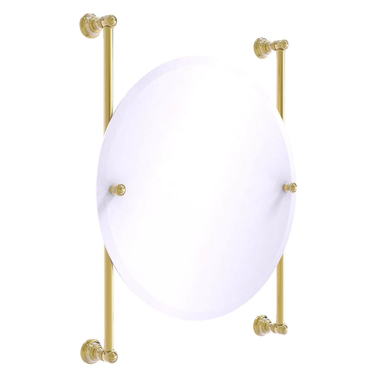 Allied Brass Carolina 22" x 4.4" Unlacquered Brass Solid Brass Round Frameless Rail-Mounted Mirror