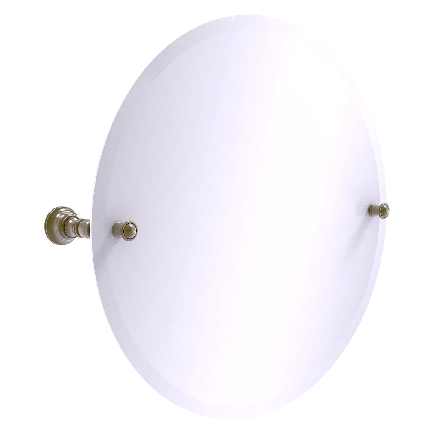 Allied Brass Carolina 22" x 4.8" Antique Brass Solid Brass Frameless Round Tilt Mirror With Beveled Edge