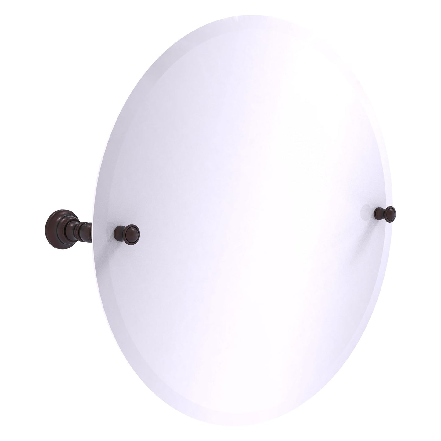 Allied Brass Carolina 22" x 4.8" Antique Bronze Solid Brass Frameless Round Tilt Mirror With Beveled Edge