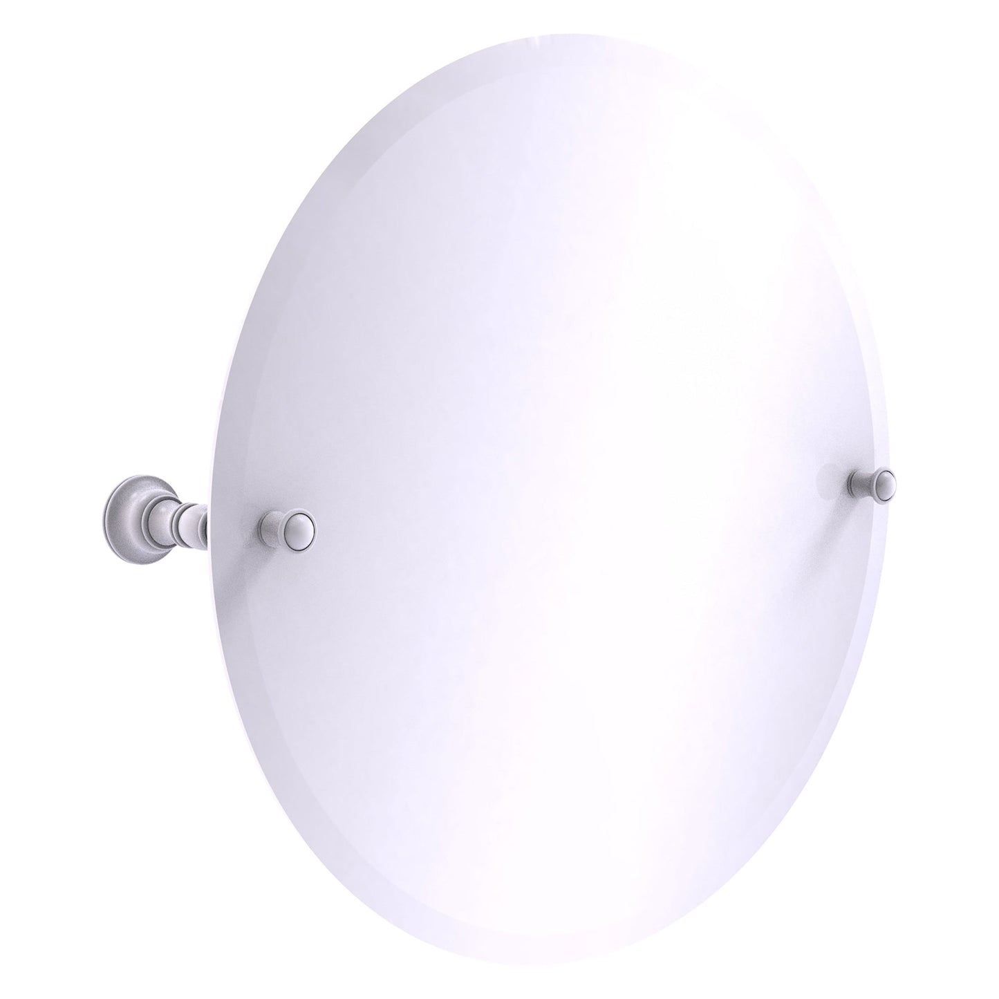 Allied Brass Carolina 22" x 4.8" Matte White Solid Brass Frameless Round Tilt Mirror With Beveled Edge