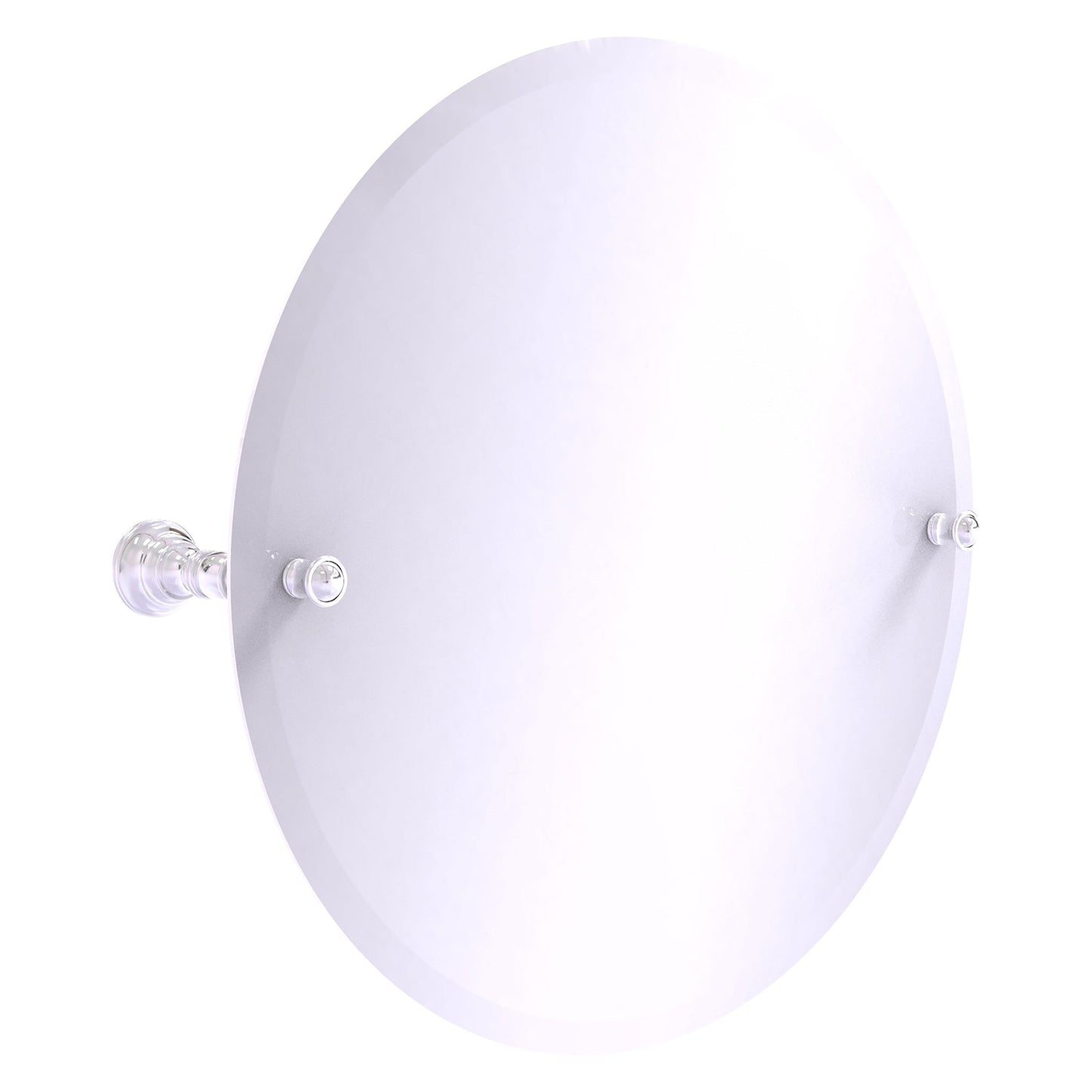 Allied Brass Carolina 22" x 4.8" Polished Chrome Solid Brass Frameless Round Tilt Mirror With Beveled Edge