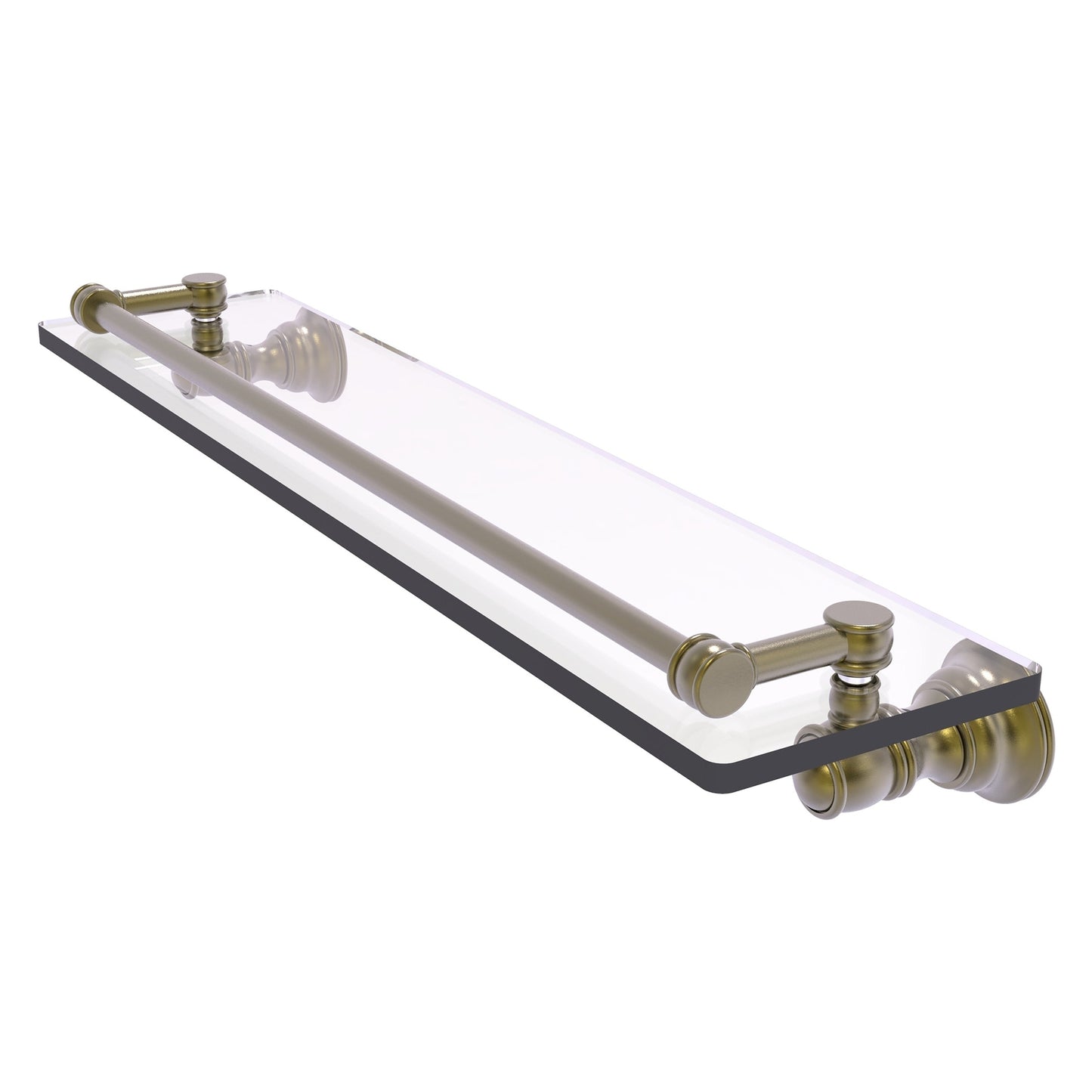 Allied Brass Carolina 22" x 5.54" Antique Brass Solid Brass Glass Shelf With Gallery Rail