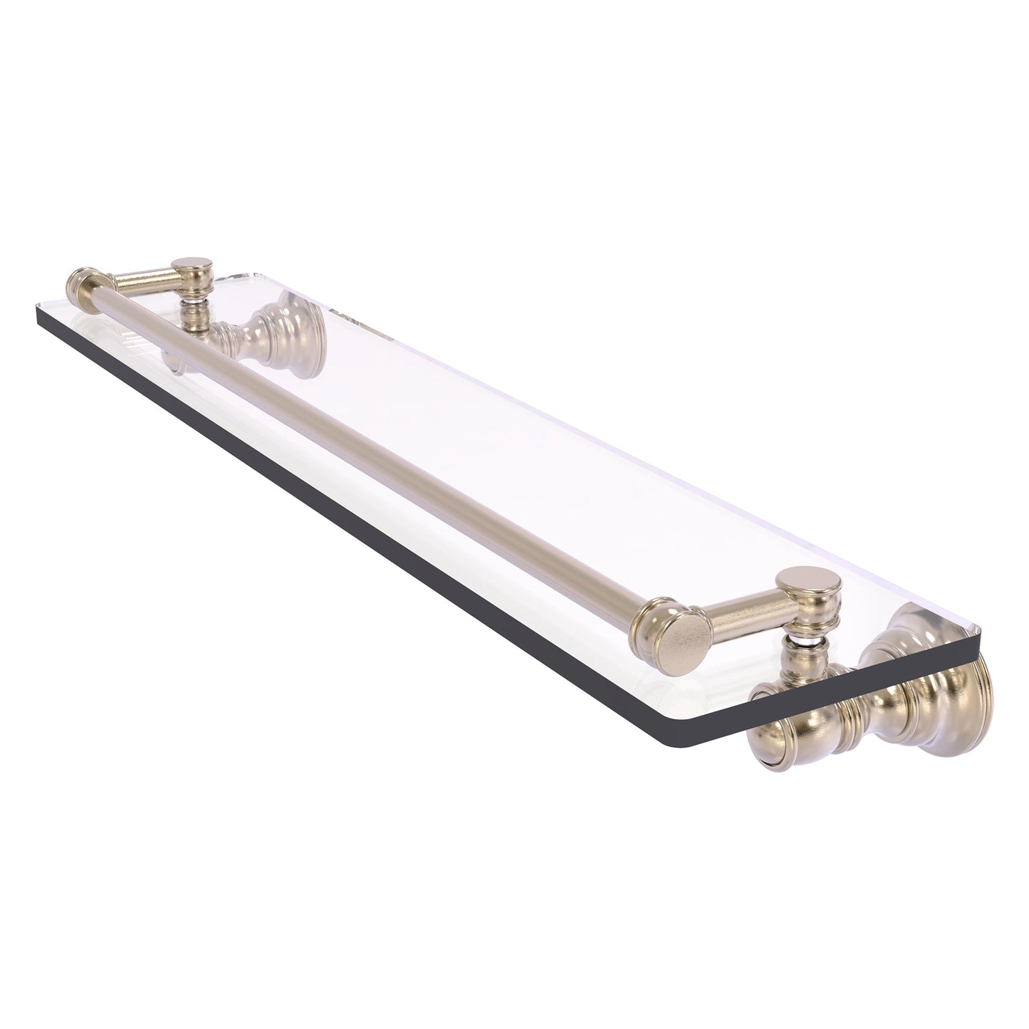 Allied Brass Carolina 22" x 5.54" Antique Pewter Solid Brass Glass Shelf With Gallery Rail