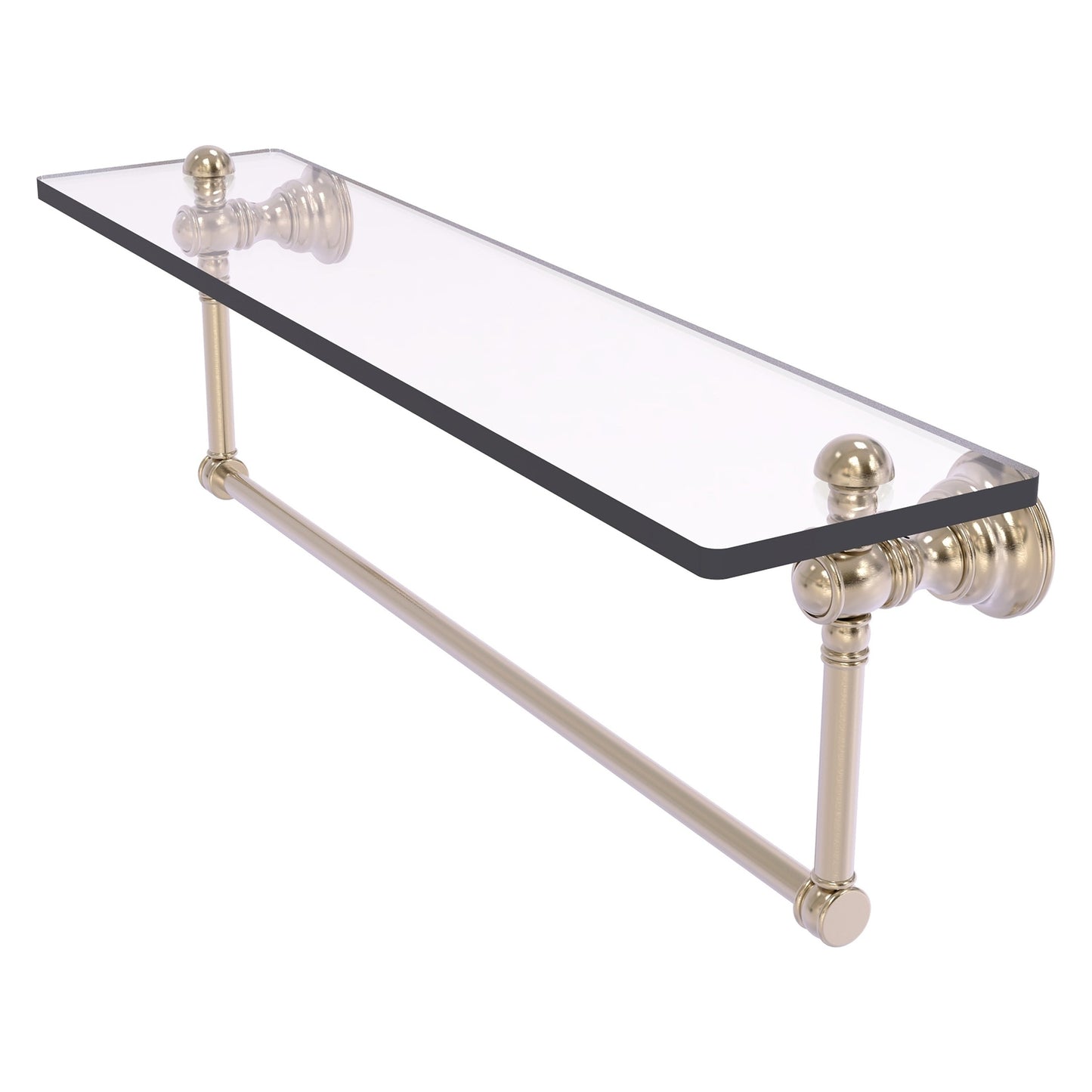 Allied Brass Carolina 22" x 5.54" Antique Pewter Solid Brass Glass Shelf With Integrated Towel Bar