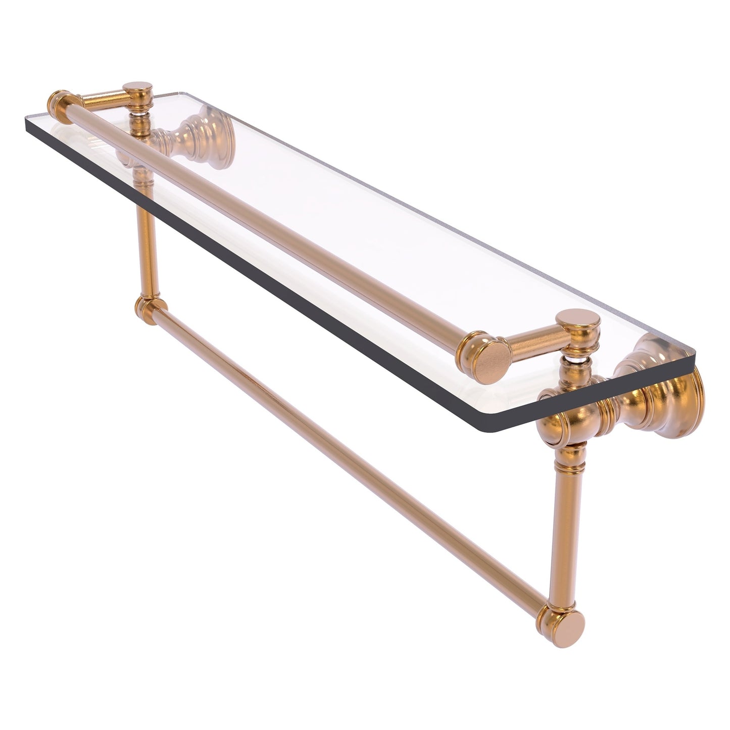 Allied Brass Carolina 22" x 5.54" Brushed Bronze Solid Brass Gallery Glass Shelf With Integrated Towel Bar
