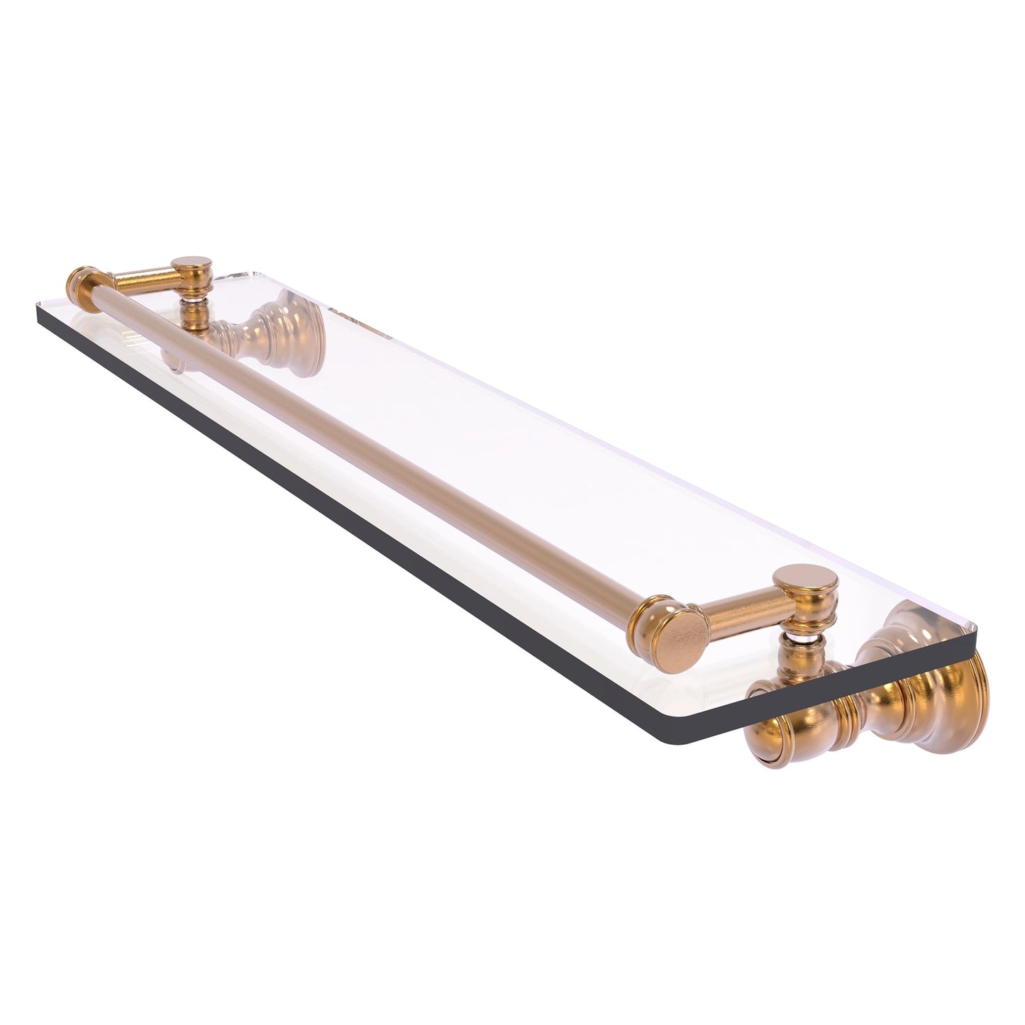 Allied Brass Carolina 22" x 5.54" Brushed Bronze Solid Brass Glass Shelf With Gallery Rail