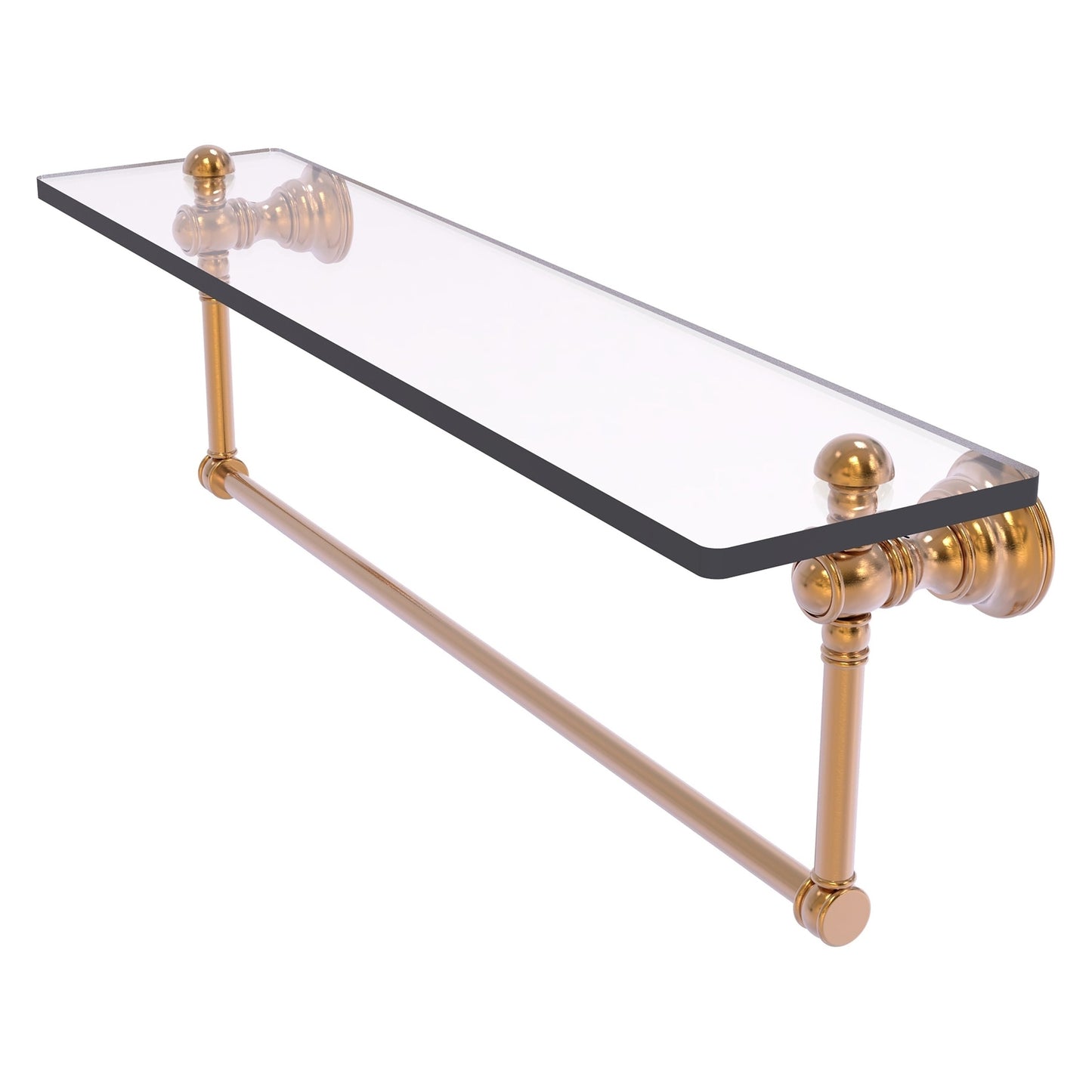 Allied Brass Carolina 22" x 5.54" Brushed Bronze Solid Brass Glass Shelf With Integrated Towel Bar