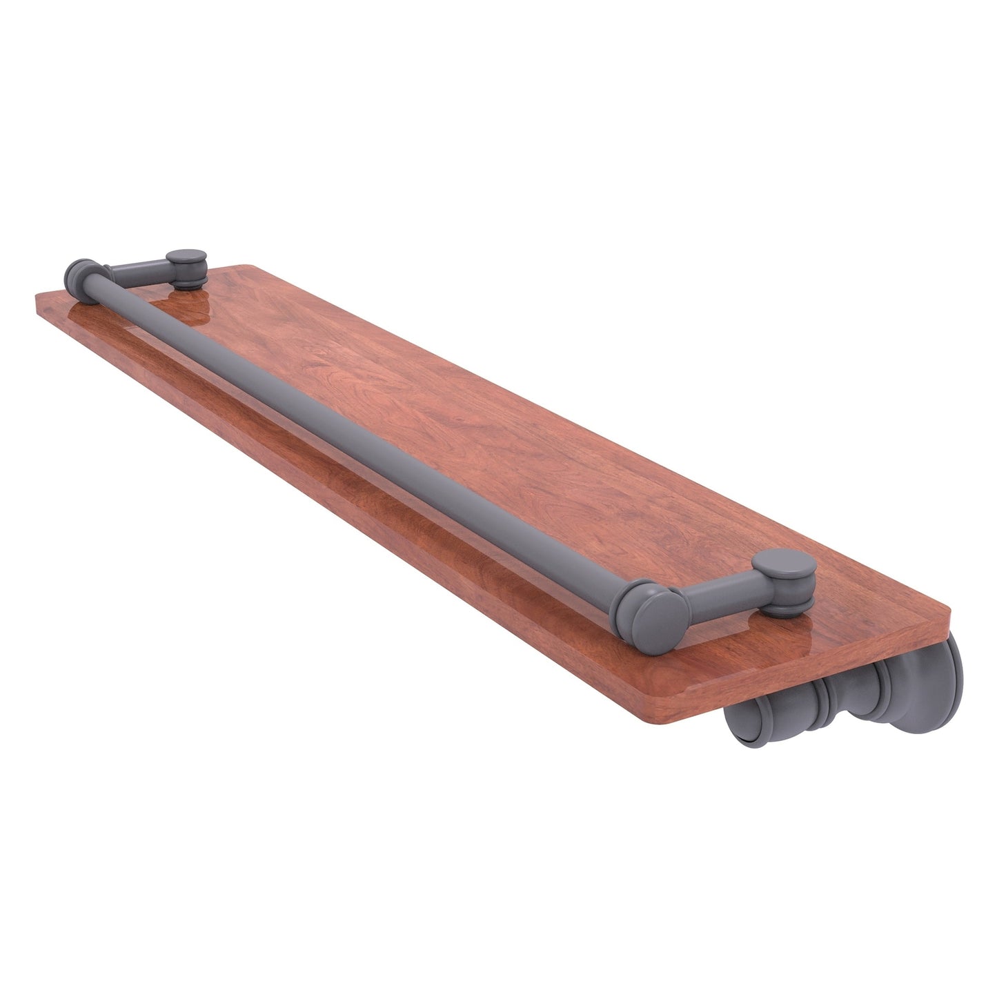 Allied Brass Carolina 22" x 5.54" Matte Gray Solid Brass Wood Shelf With Gallery Rail