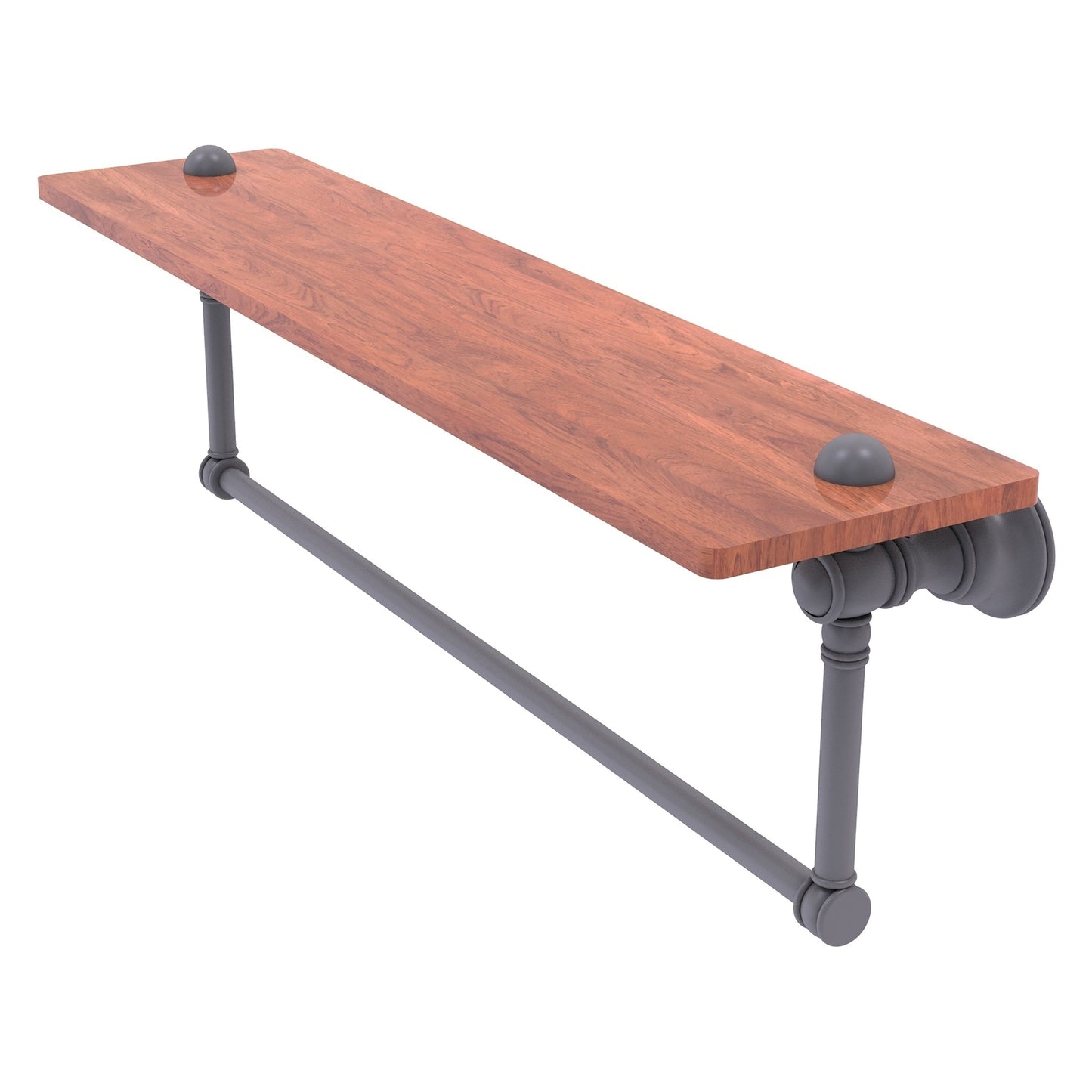 Allied Brass Carolina 22" x 5.54" Matte Gray Solid Brass Wood Shelf With Integrated Towel Bar