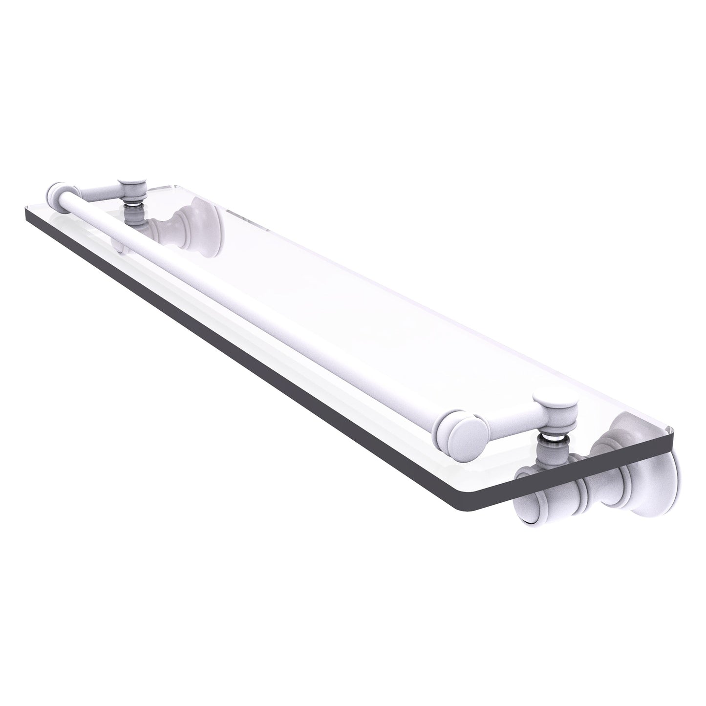 Allied Brass Carolina 22" x 5.54" Matte White Solid Brass Glass Shelf With Gallery Rail