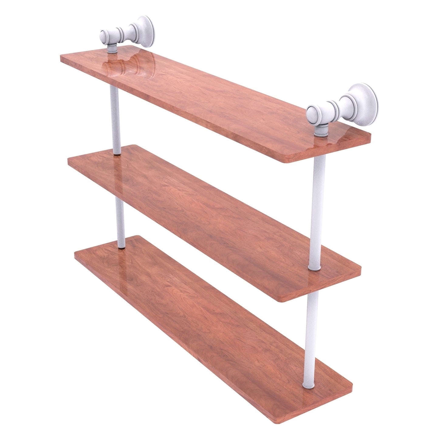 Allied Brass Carolina 22" x 5.54" Matte White Solid Brass Triple Wood Shelf