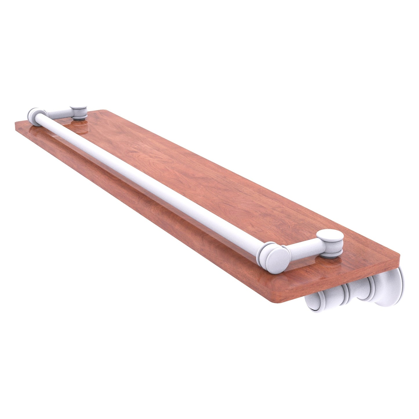 Allied Brass Carolina 22" x 5.54" Matte White Solid Brass Wood Shelf With Gallery Rail