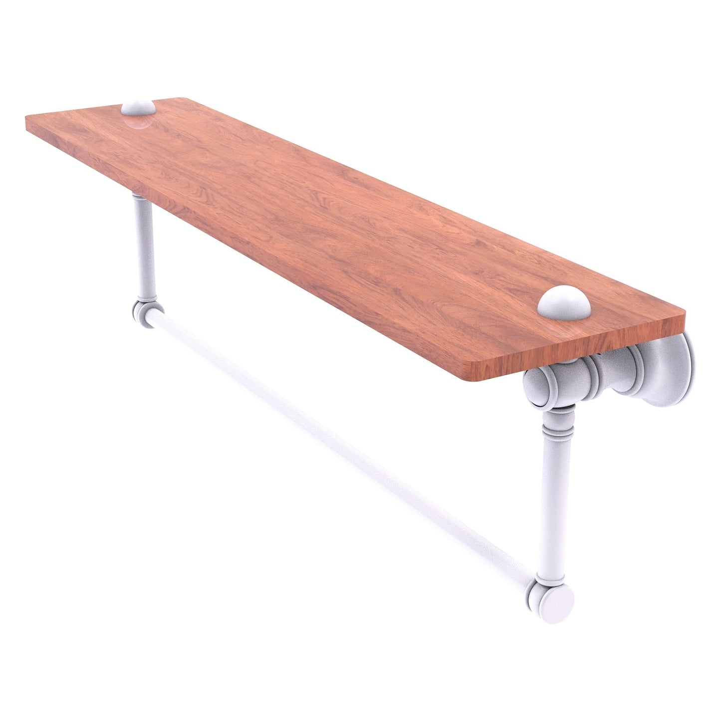 Allied Brass Carolina 22" x 5.54" Matte White Solid Brass Wood Shelf With Integrated Towel Bar