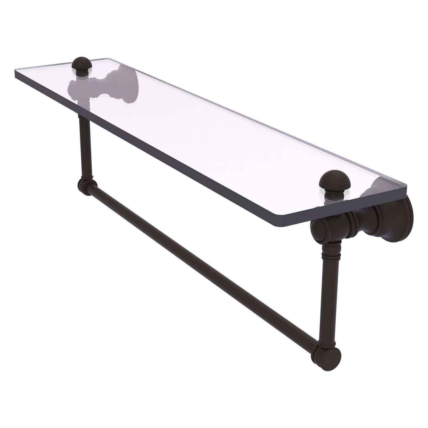 Allied Brass Carolina 22" x 5.54" Oil Rubbed Bronze Solid Brass Glass Shelf With Integrated Towel Bar