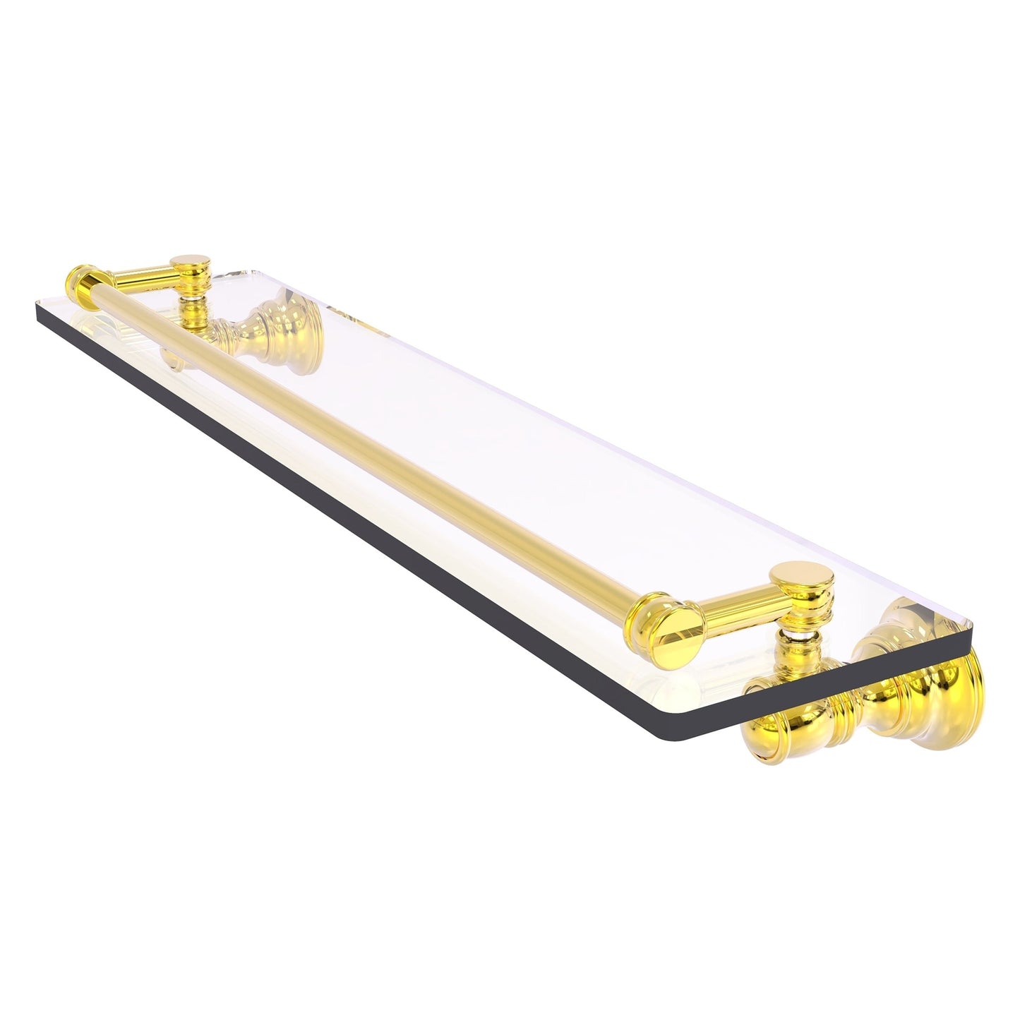 Allied Brass Carolina 22" x 5.54" Polished Brass Solid Brass Glass Shelf With Gallery Rail