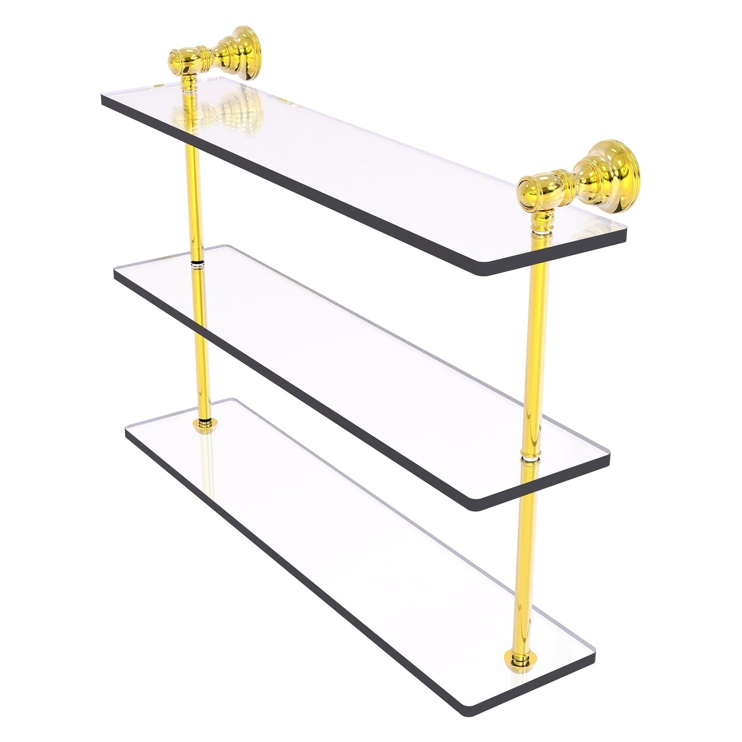 Allied Brass Carolina 22" x 5.54" Polished Brass Solid Brass Triple Glass Shelf