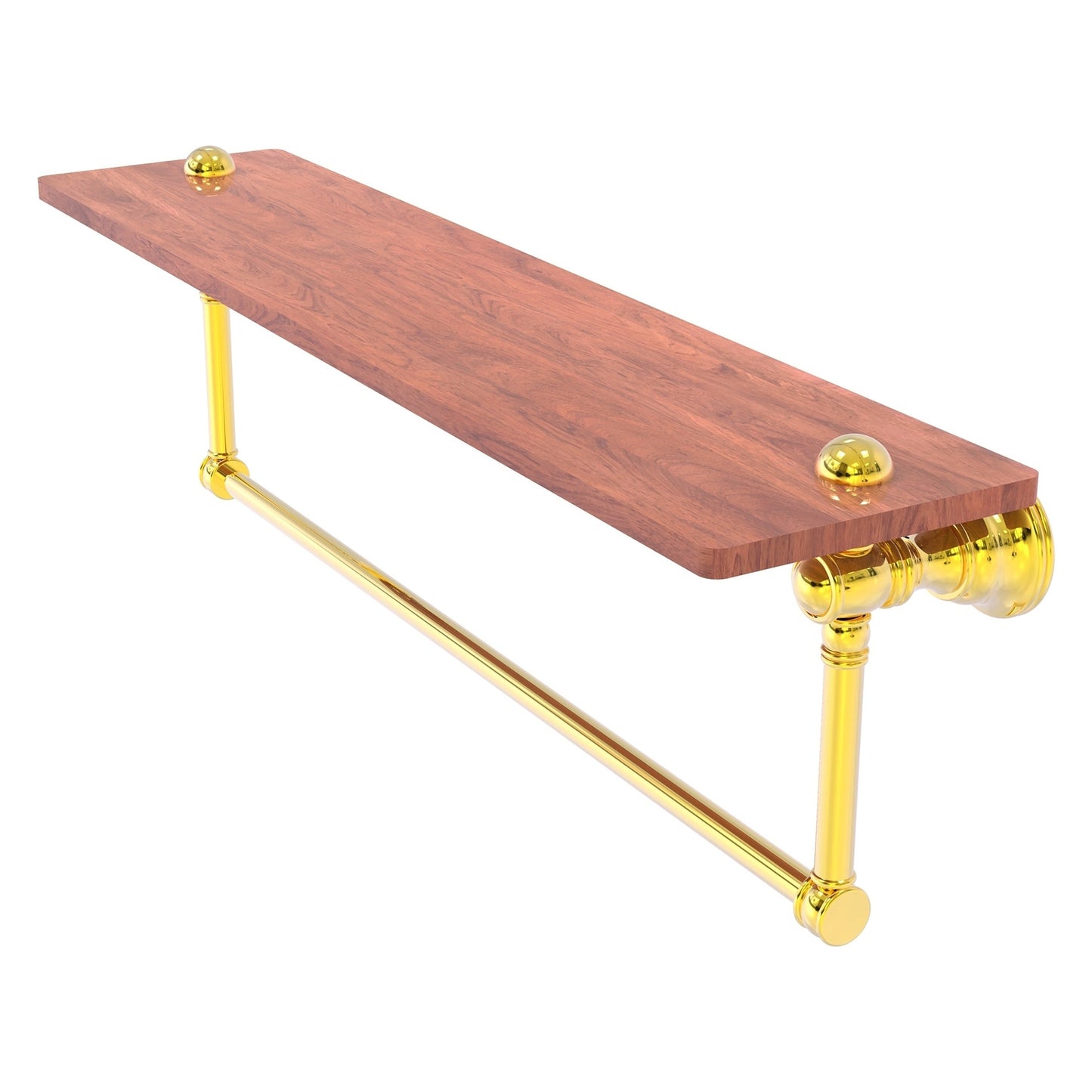 Allied Brass Carolina 22" x 5.54" Polished Brass Solid Brass Wood Shelf With Integrated Towel Bar