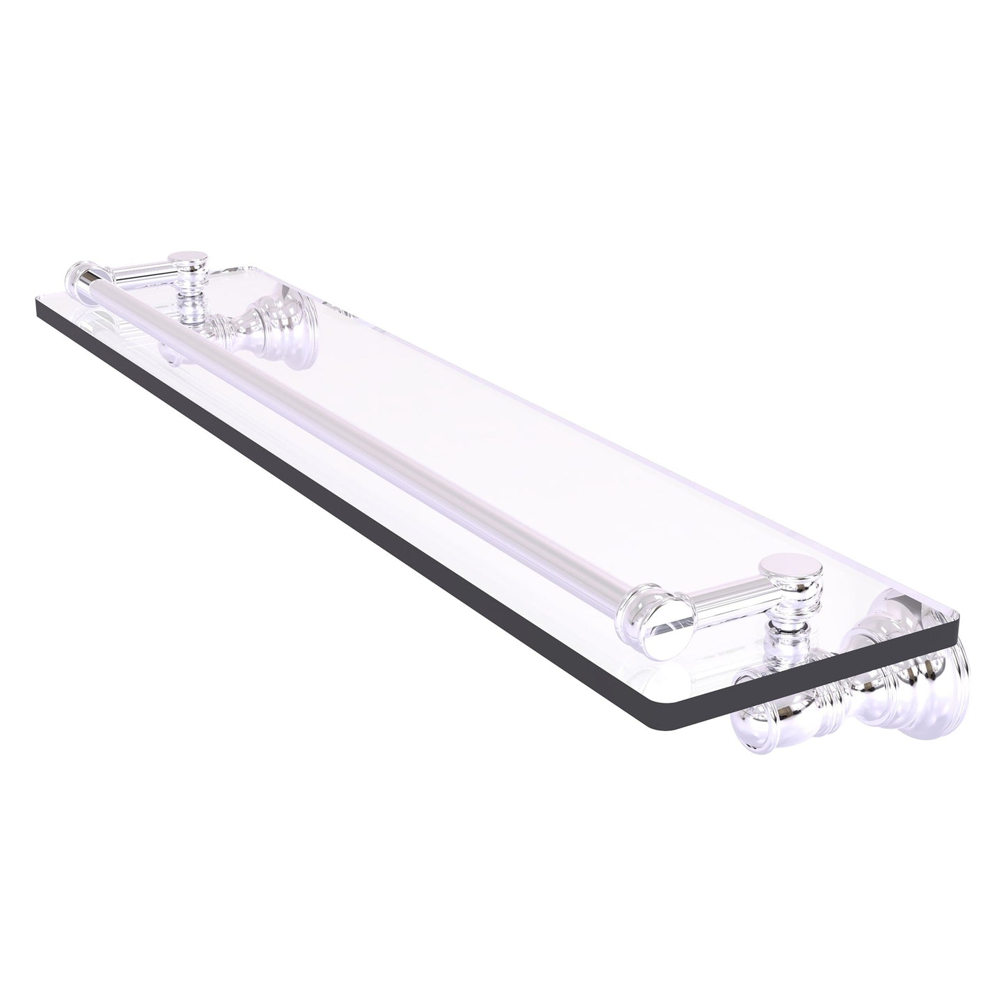 Allied Brass Carolina 22" x 5.54" Polished Chrome Solid Brass Glass Shelf With Gallery Rail