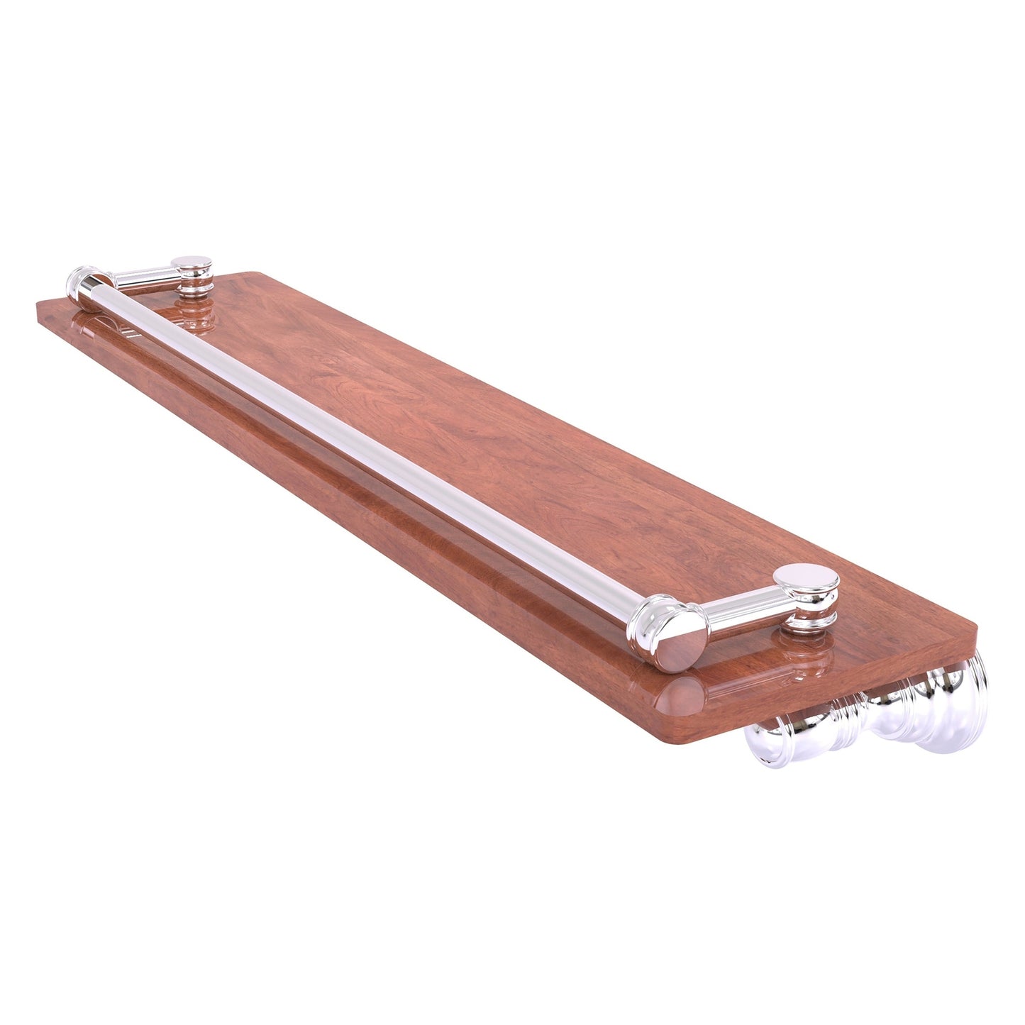Allied Brass Carolina 22" x 5.54" Polished Chrome Solid Brass Wood Shelf With Gallery Rail