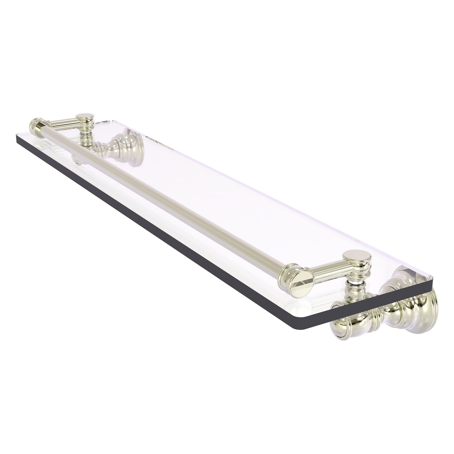 Allied Brass Carolina 22" x 5.54" Polished Nickel Solid Brass Glass Shelf With Gallery Rail