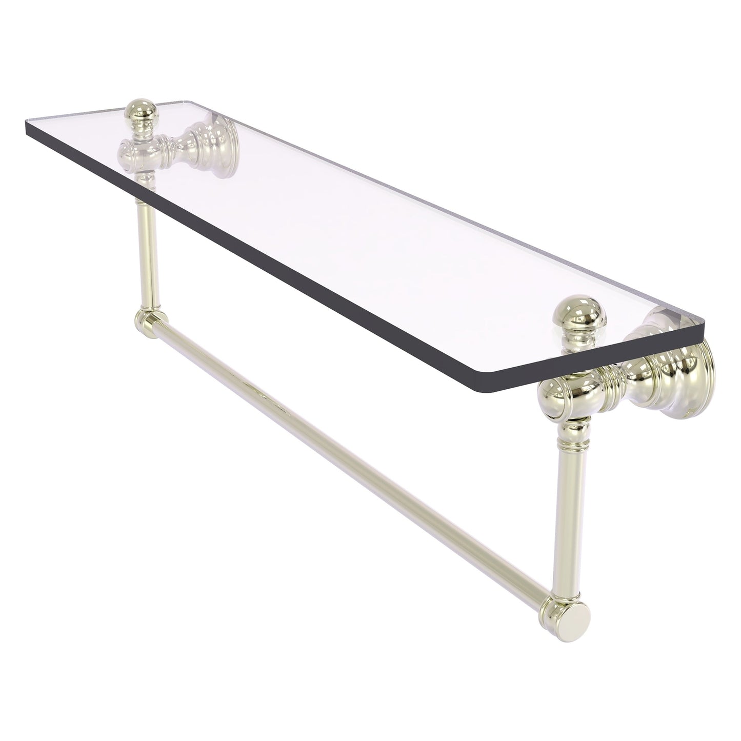 Allied Brass Carolina 22" x 5.54" Polished Nickel Solid Brass Glass Shelf With Integrated Towel Bar