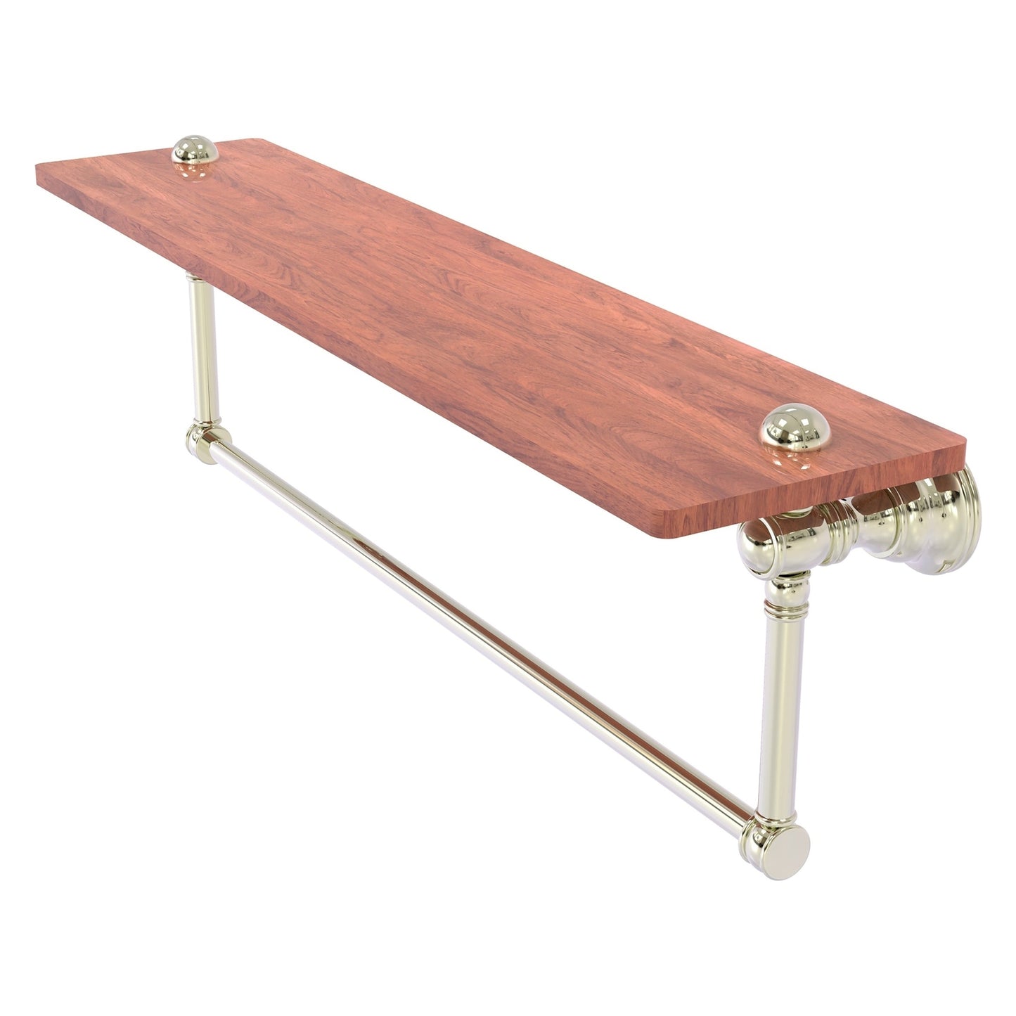 Allied Brass Carolina 22" x 5.54" Polished Nickel Solid Brass Wood Shelf With Integrated Towel Bar